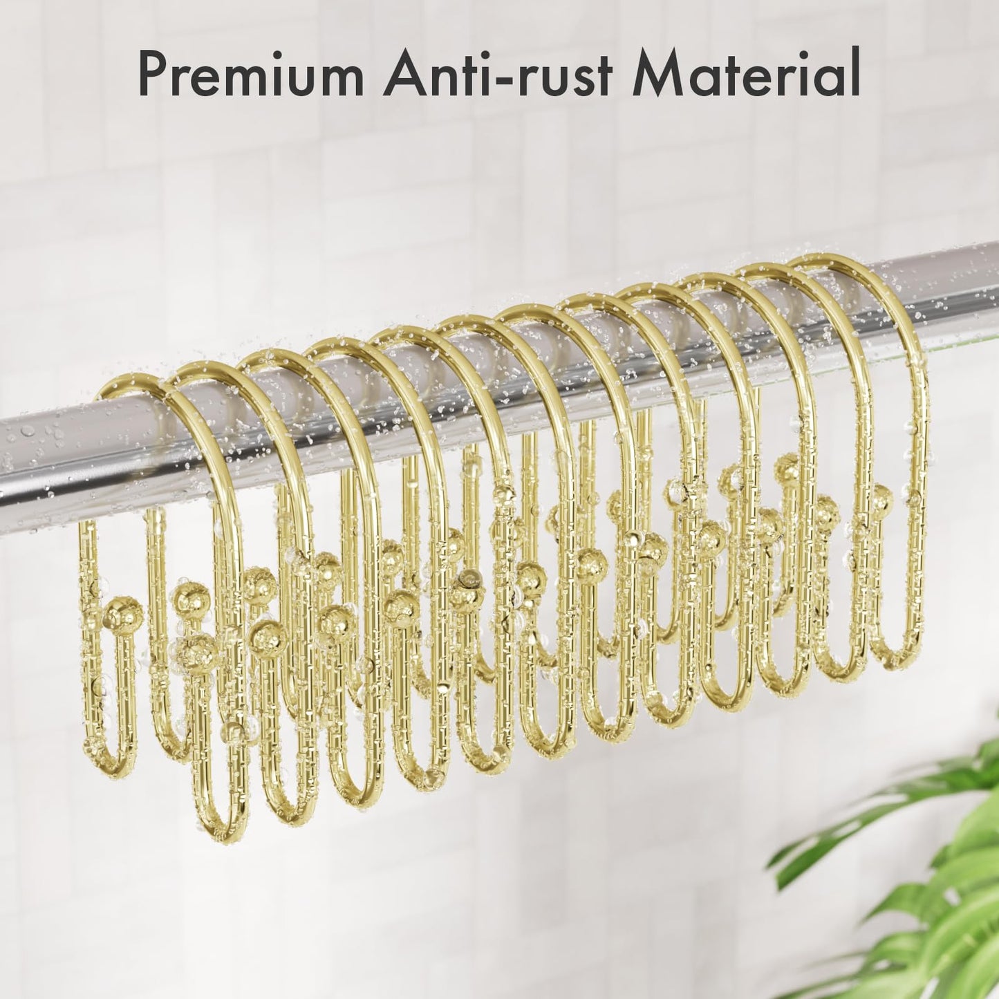 AmazerBath Duschvorhanghaken, Duschvorhangringe aus Metall, rostfrei, doppelseitige Duschvorhanghaken für Duschvorhangeinlage, glatte Duschhakenringe aus gebürstetem Nickel für Badezimmer, 12er-Set