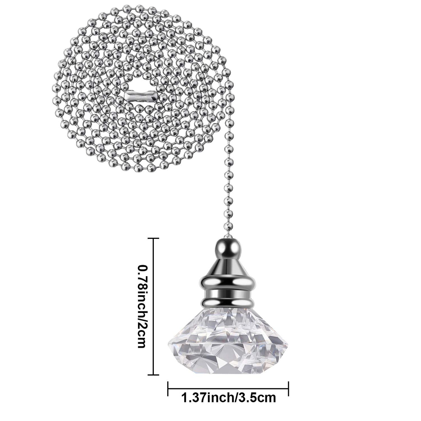 JOVITEC 2 Stück Zugkette für Deckenventilatoren, Zugkette für Ornamente, Verlängerung für Lichterkette, dekorative Kristall-Zugkette, 1 Meter lang, jede Kette (Kristalldiamant)