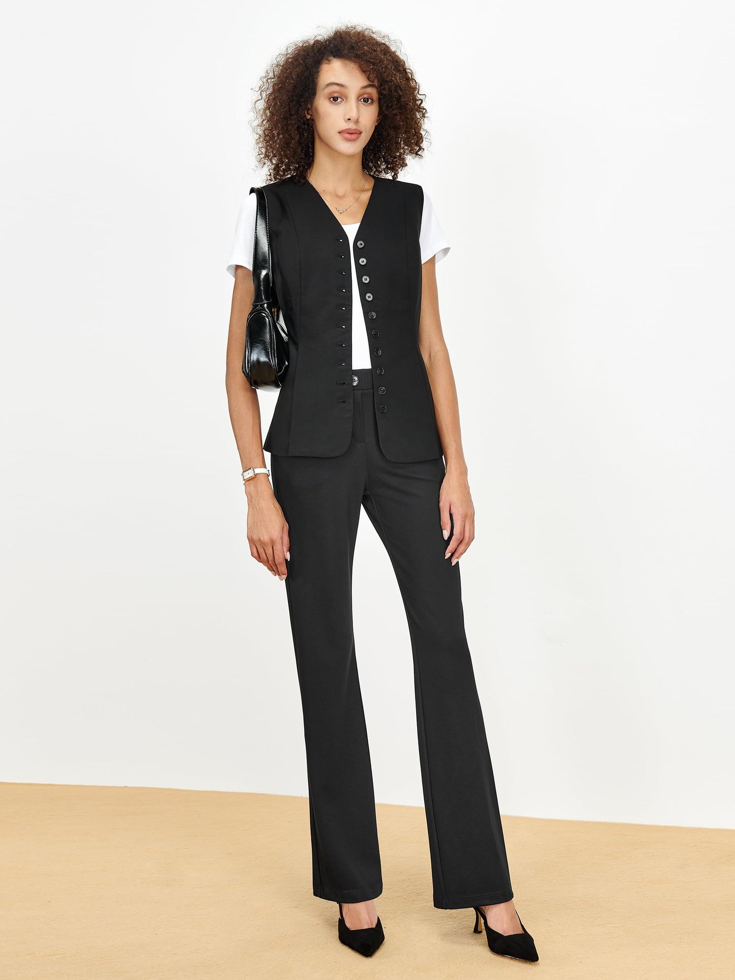 Pantalon extensible pour femme Tapata 28''/30''/32''/34'' avec poches, taille haute, petite, taille standard pour le travail au bureau