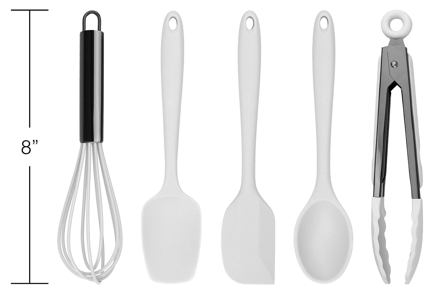 Country Kitchen Silicone Cooking Utensils - Easy to Clean Kitchen Tools, Spatula Set for Nonstick Cookware, Mini, White