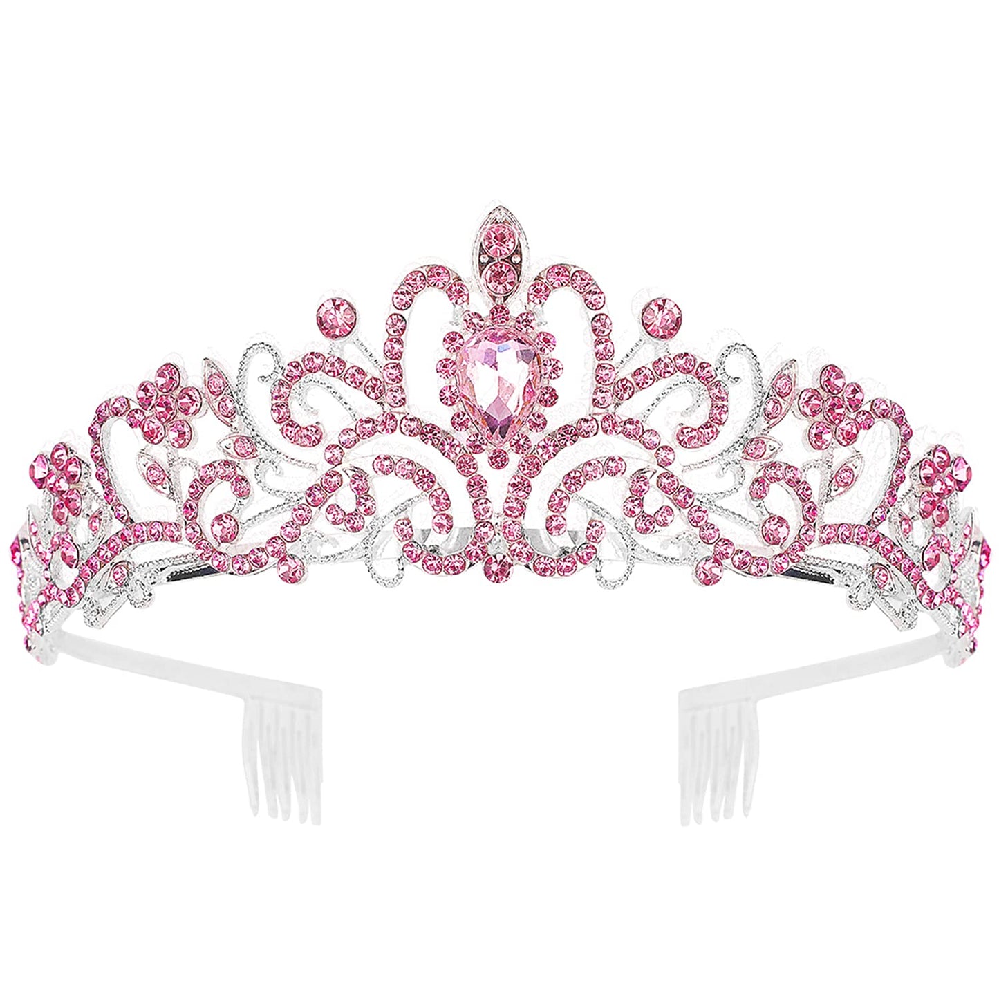 COCIDE Tiara Crystal Crowns Princess Rhinestone Crown with Combs Bride Headbands Bridal Wedding Prom Birthday Party Hair Accessories Jewelry for Women Girls (Silver)