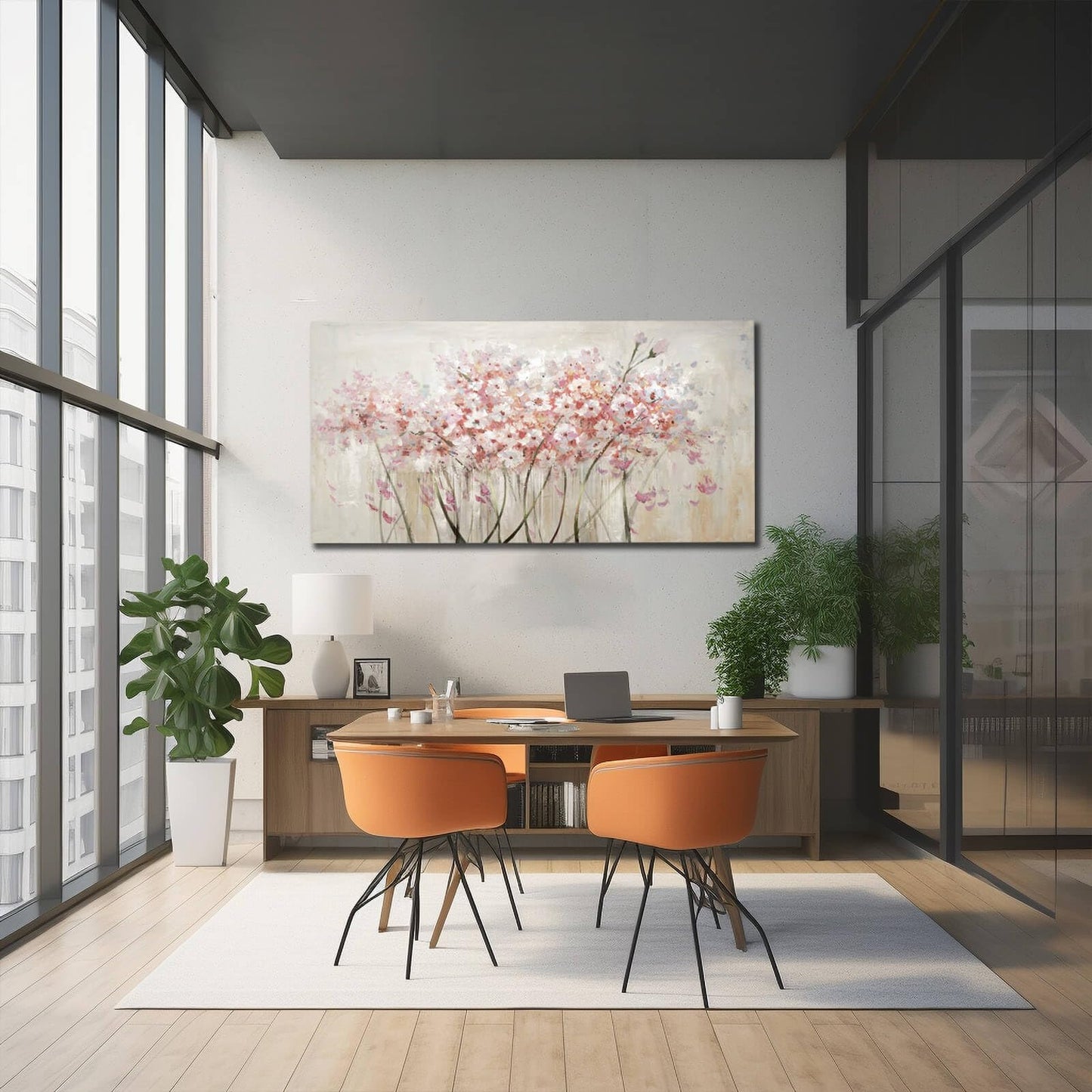 YJYart Abstract Wall Art Green and Gold Hand Painted Oil Painting Blossom Botanical Large Picture for Living Room Bedroom Kitchen Office 30x60 Inch