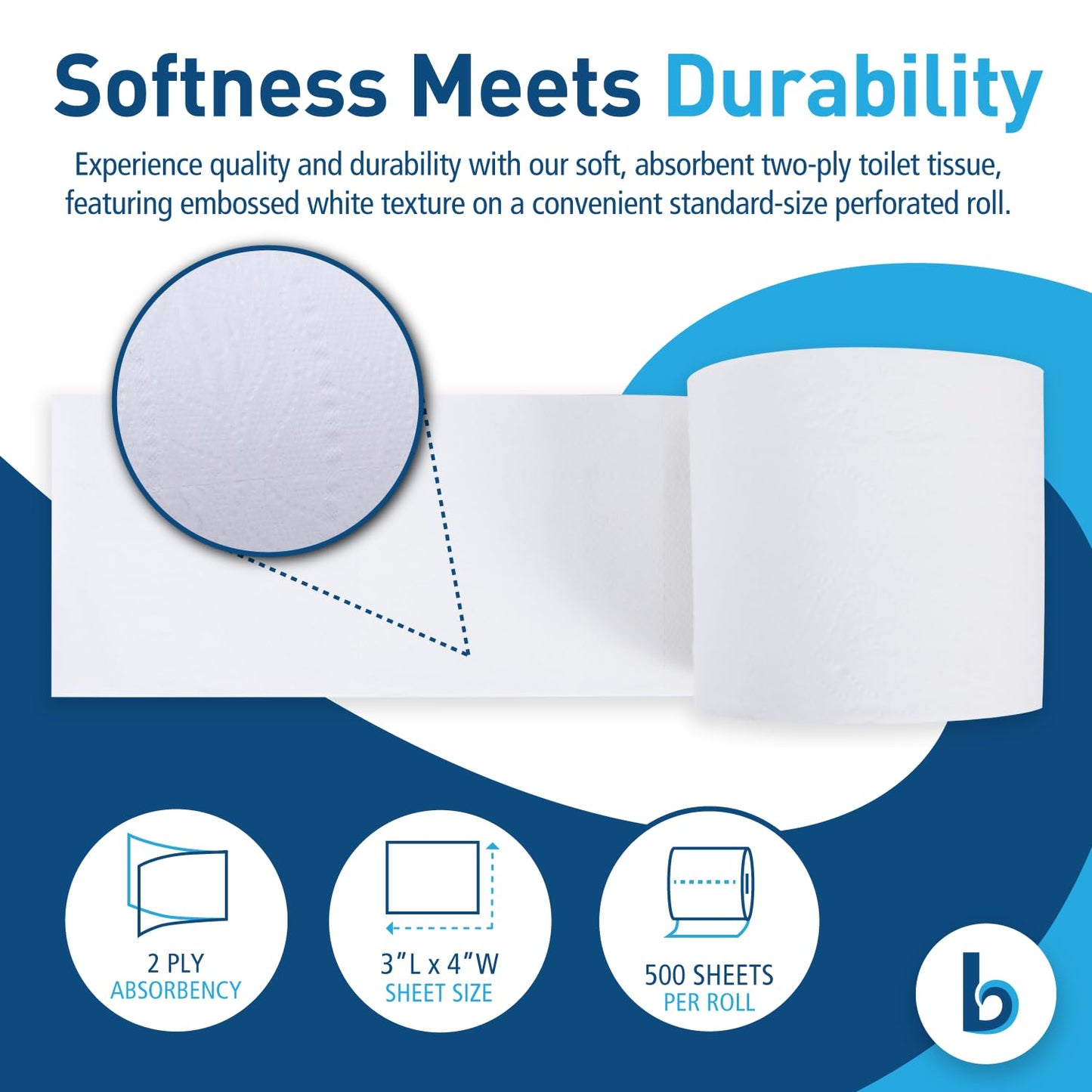 Boardwalk B6144 2-Ply Septic Safe Toilet Tissue - White (96/Carton)