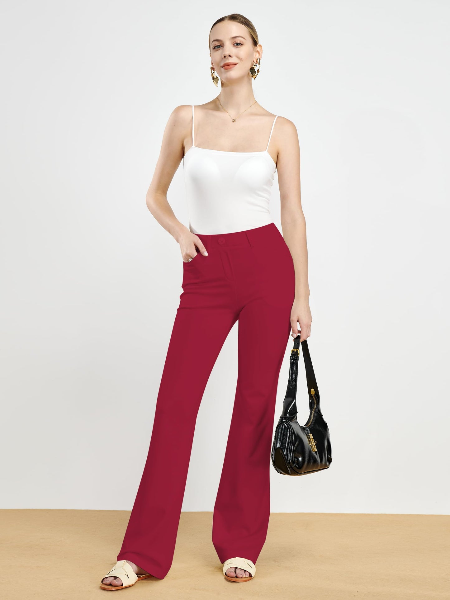 Pantalon extensible pour femme Tapata 28''/30''/32''/34'' avec poches, taille haute, petite, taille standard pour le travail au bureau