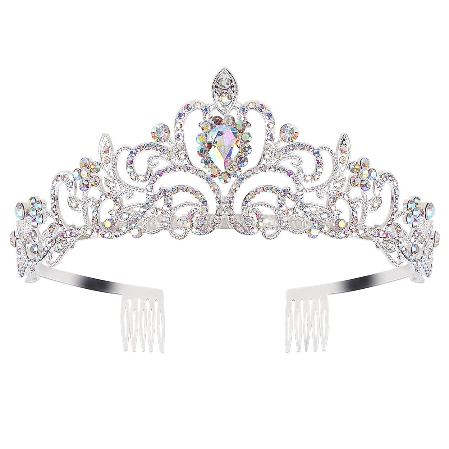 COCIDE Tiara Crystal Crowns Princess Rhinestone Crown with Combs Bride Headbands Bridal Wedding Prom Birthday Party Hair Accessories Jewelry for Women Girls (Silver)