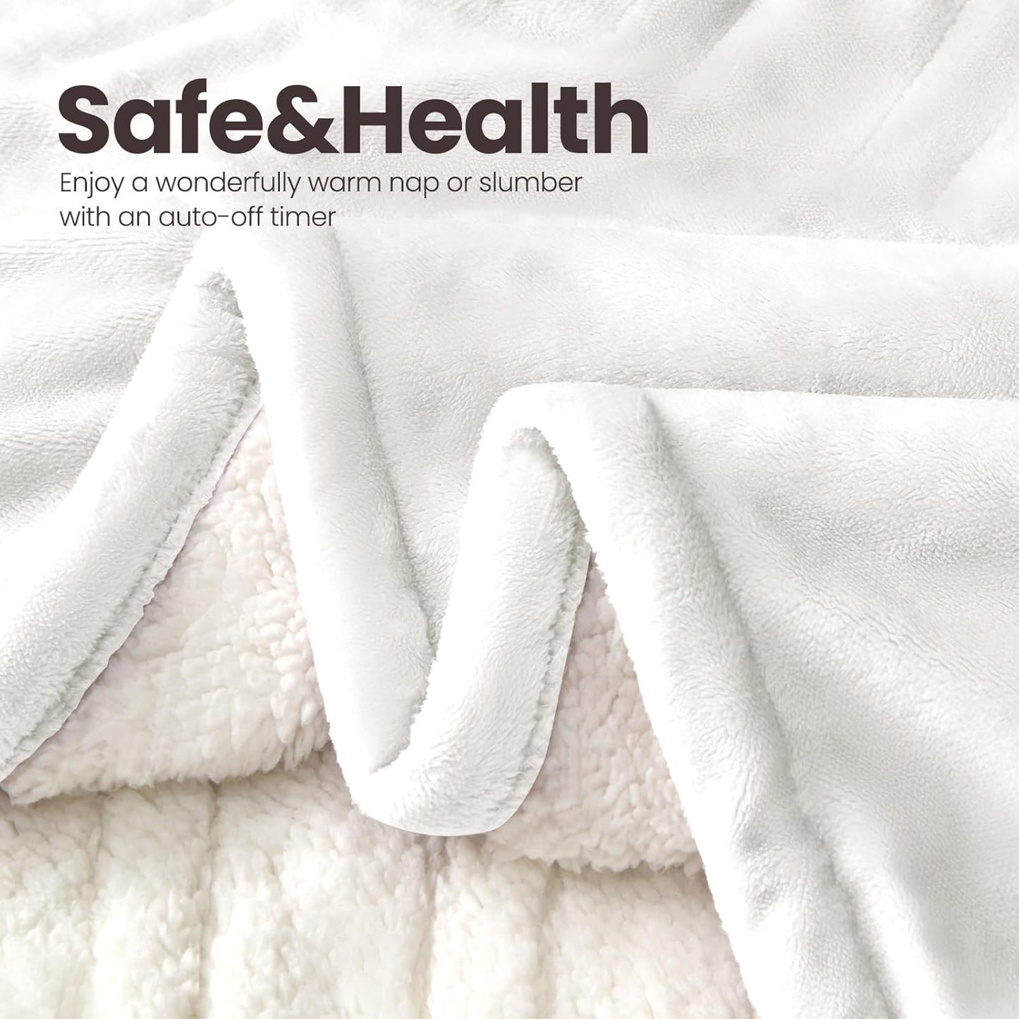Chateau Marchetti® Luxe Heated Throw – 50x60 Ultra-Soft Sherpa & Flannel Electric Blanket (Gray)