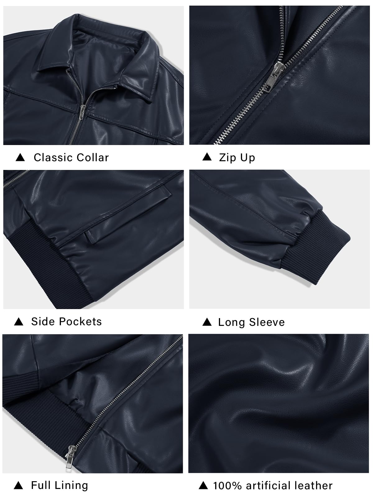 Tankaneo Womens Faux Leather Jackets Oversized Bomber Casual Fall Fashion Zip Up Moto Biker Coats