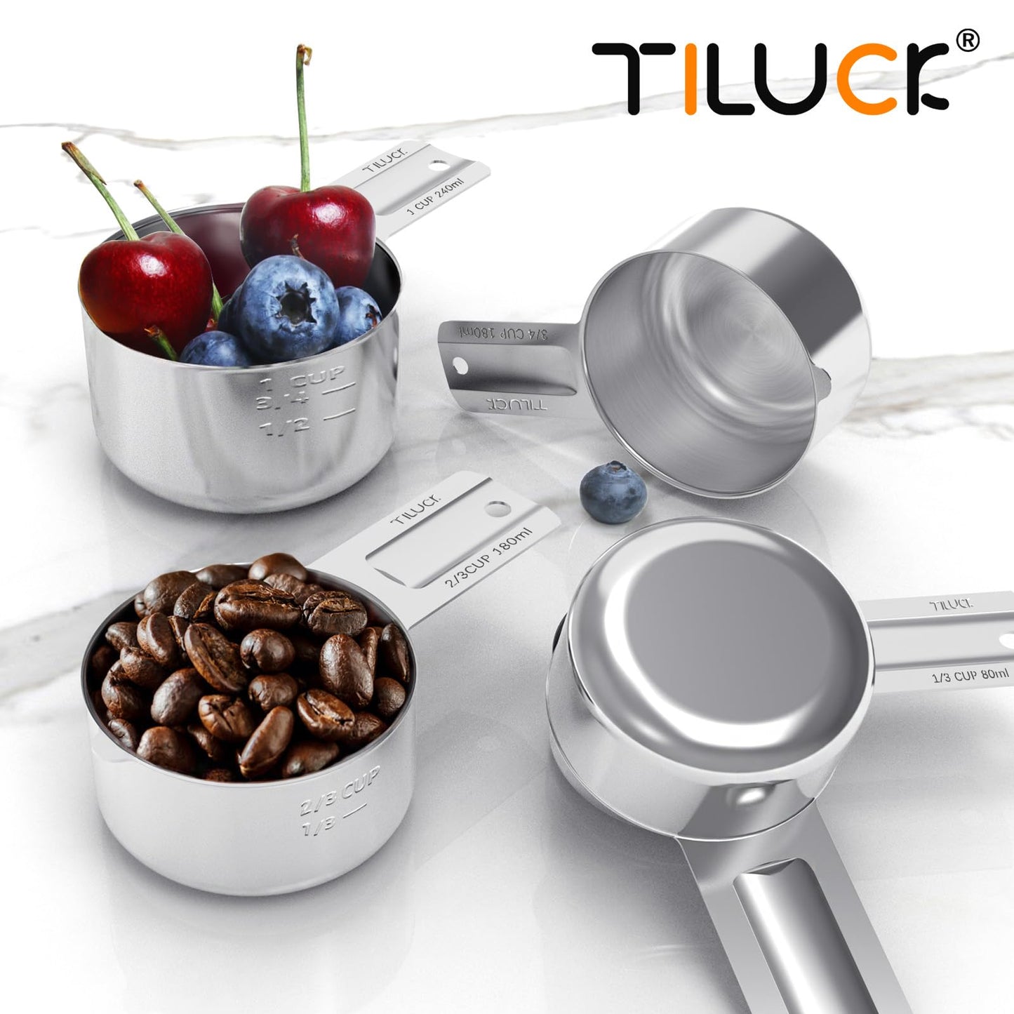 TILUCK Stainless Steel Measuring Cups & Spoons Set