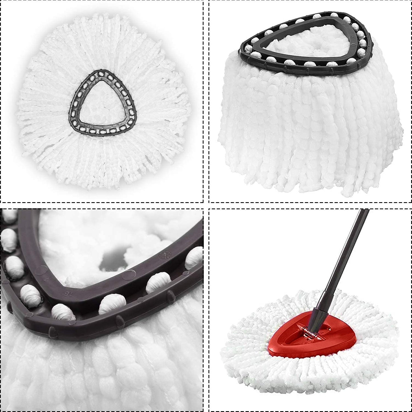 Mop Heads Replacement for O-Ceda Easy Wrin Spin Mop, Microfiber Spin Mop Refills, Easy Cleaning Mop Head Replacement (4pcs 1-Tank Mop White)