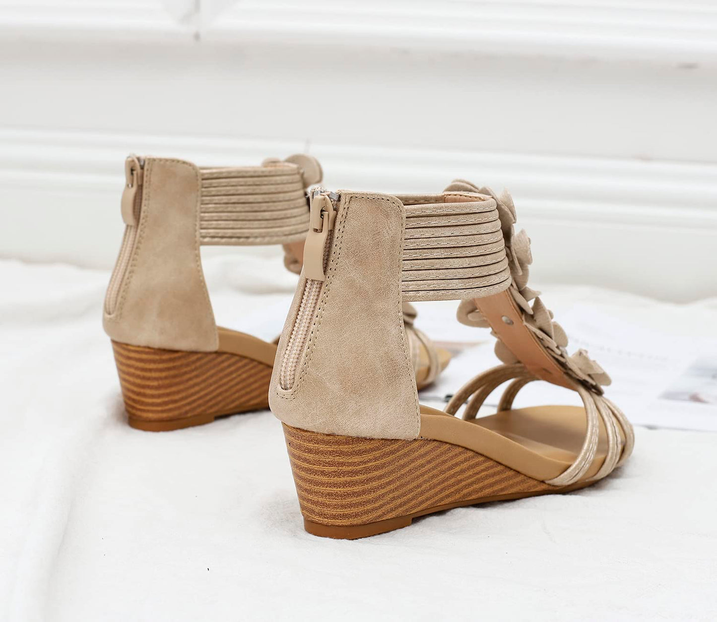 Keilsandalen für Damen, elegant, lässig, für den Sommer, süß, bequem, mit Keilabsatz, Strandsandale