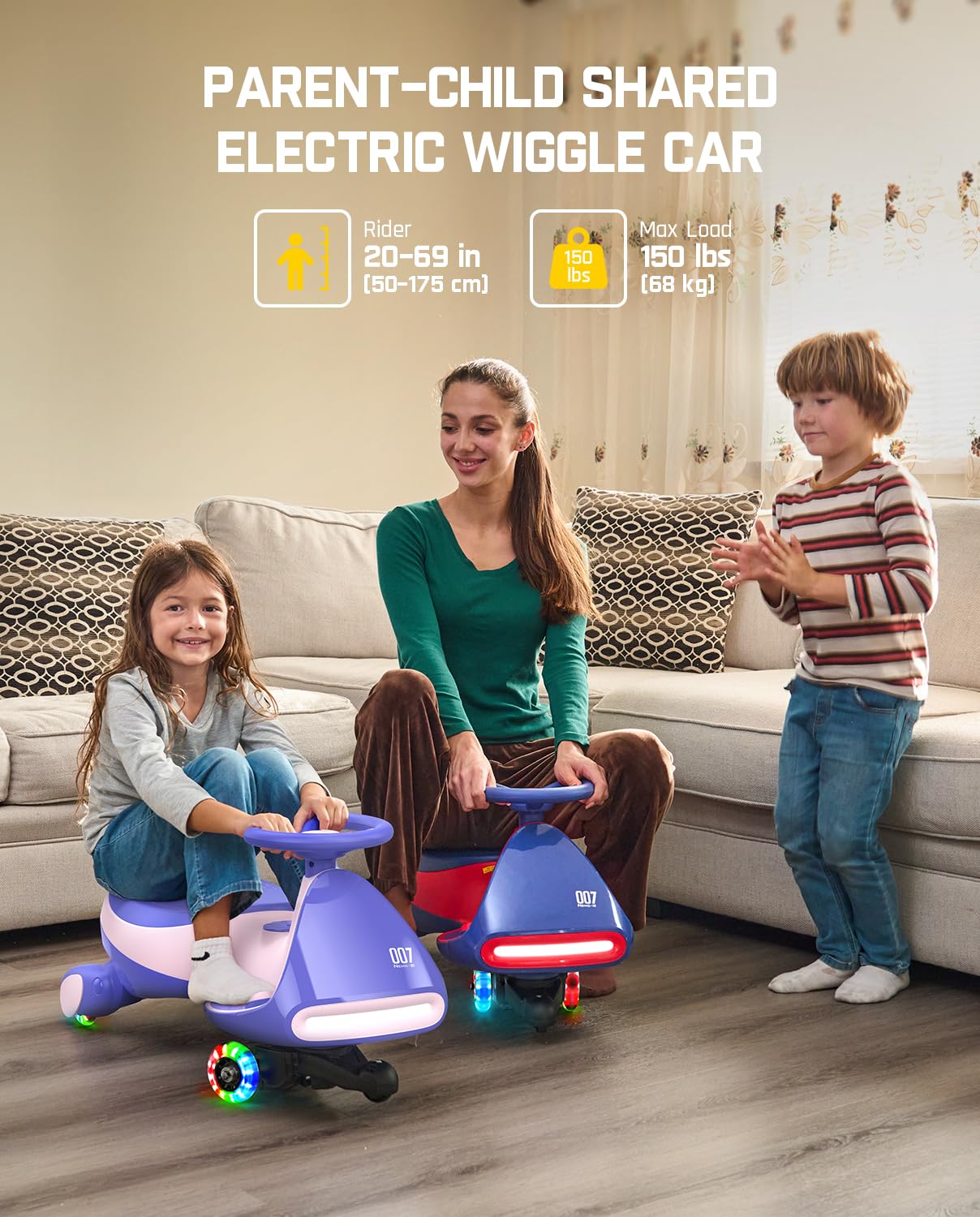12V N7 Pro Electric Wiggle Car – Pedal-Powered Fun for Kids, Lights & Bluetooth Ride-On (by Fanttik)