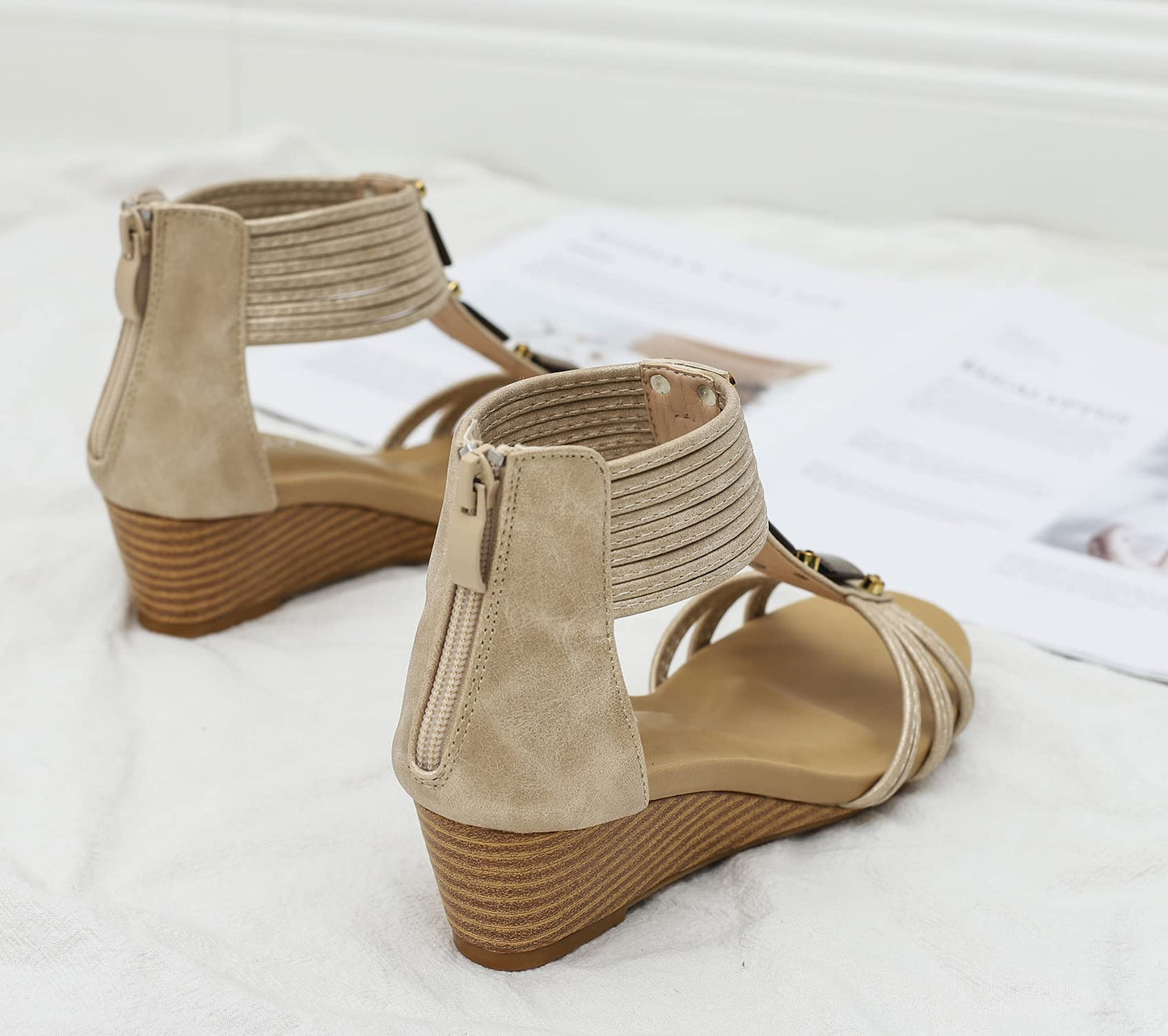 Keilsandalen für Damen, elegant, lässig, für den Sommer, süß, bequem, mit Keilabsatz, Strandsandale