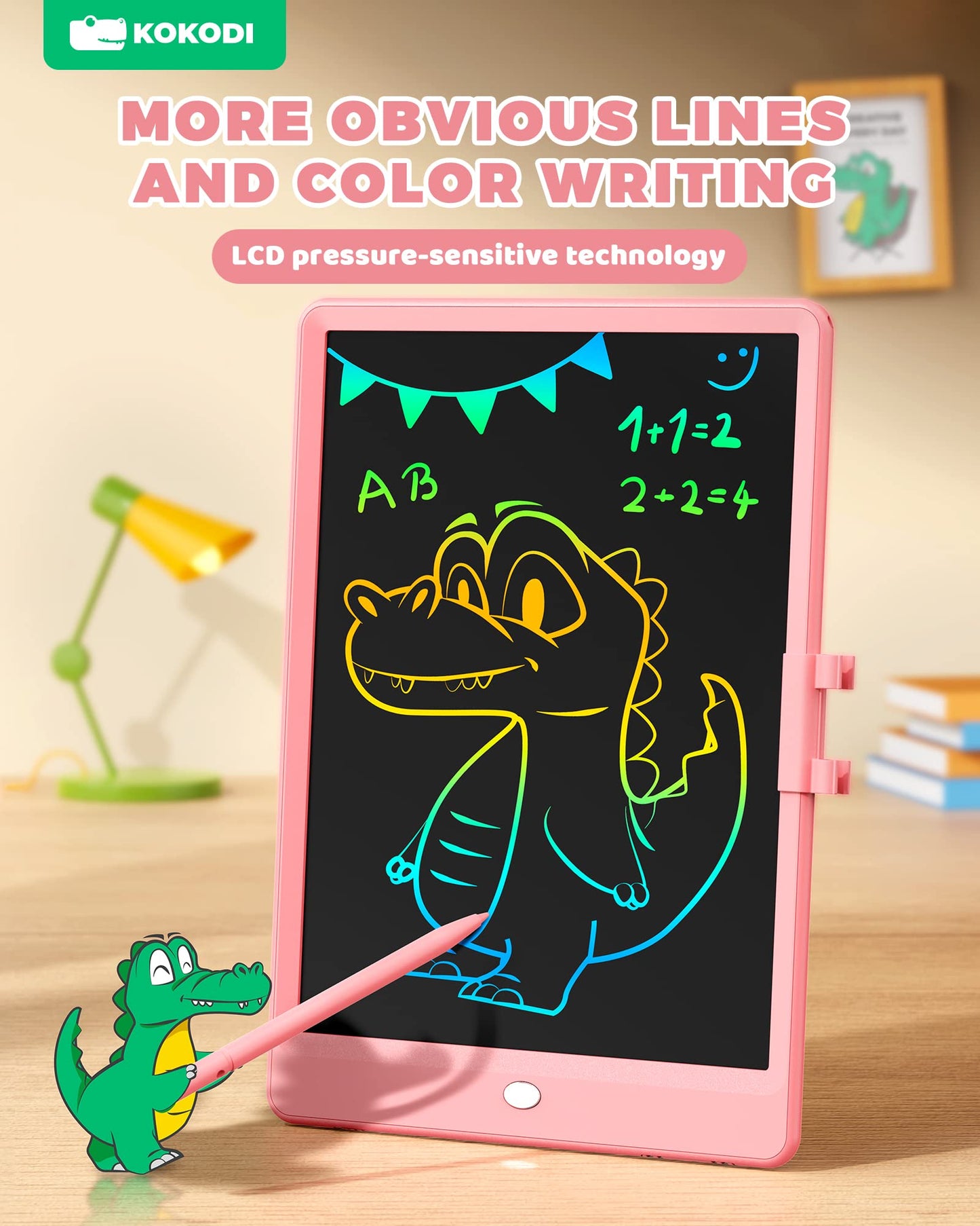 KOKODI LCD Writing Tablet, Valentines Day Gifts for Kids,10 Inch Colorful Toddler Doodle Board Drawing Tablet, Erasable Reusable Electronic Drawing Pads, Educational and Learning Toys for Kids