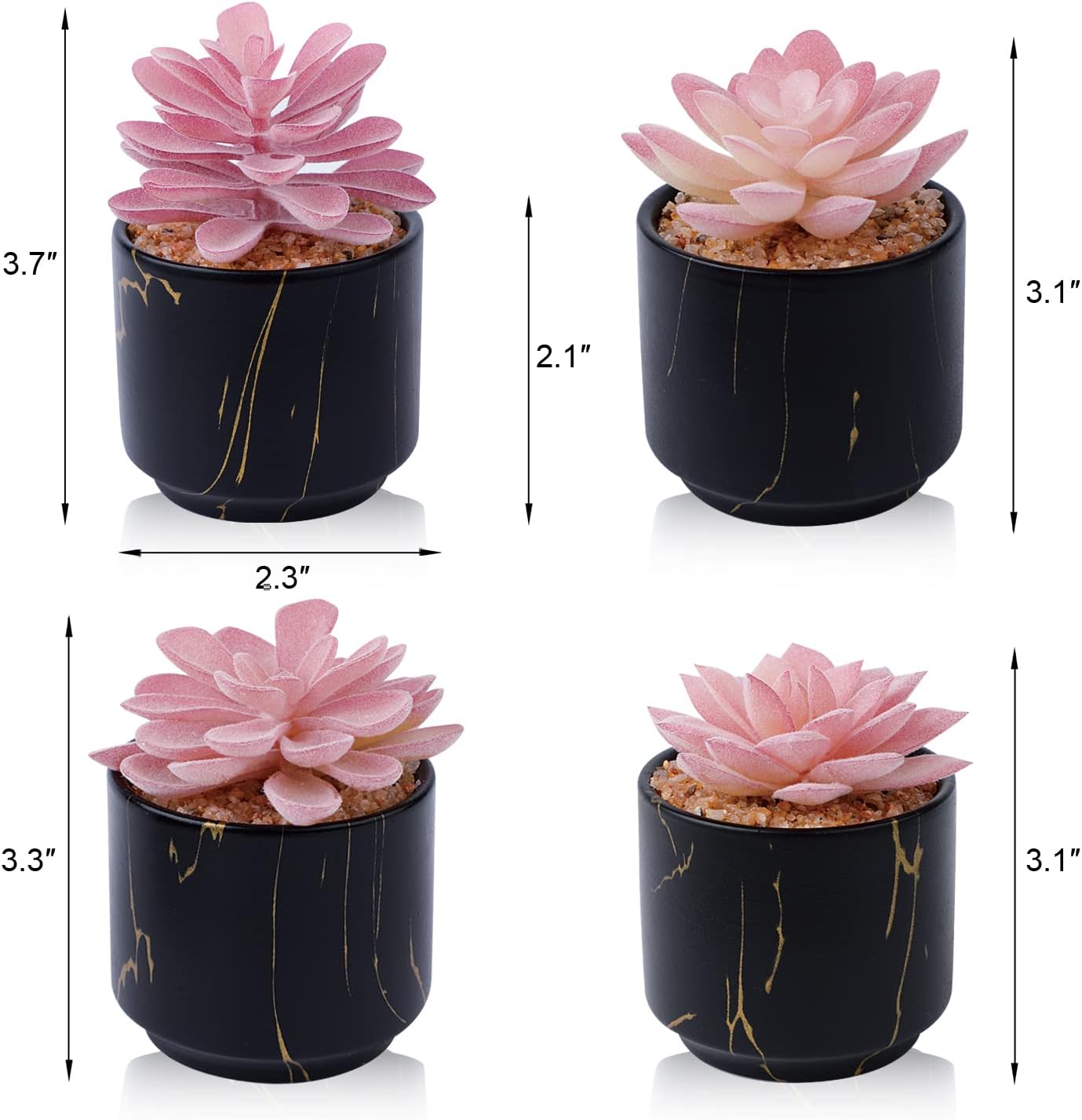 Artificial Plants and Succulents in 2 White Ceramic Pots,Small Fake Plants for Office and Desk Decor,Bathroom, Bedroom,Shelves for Women