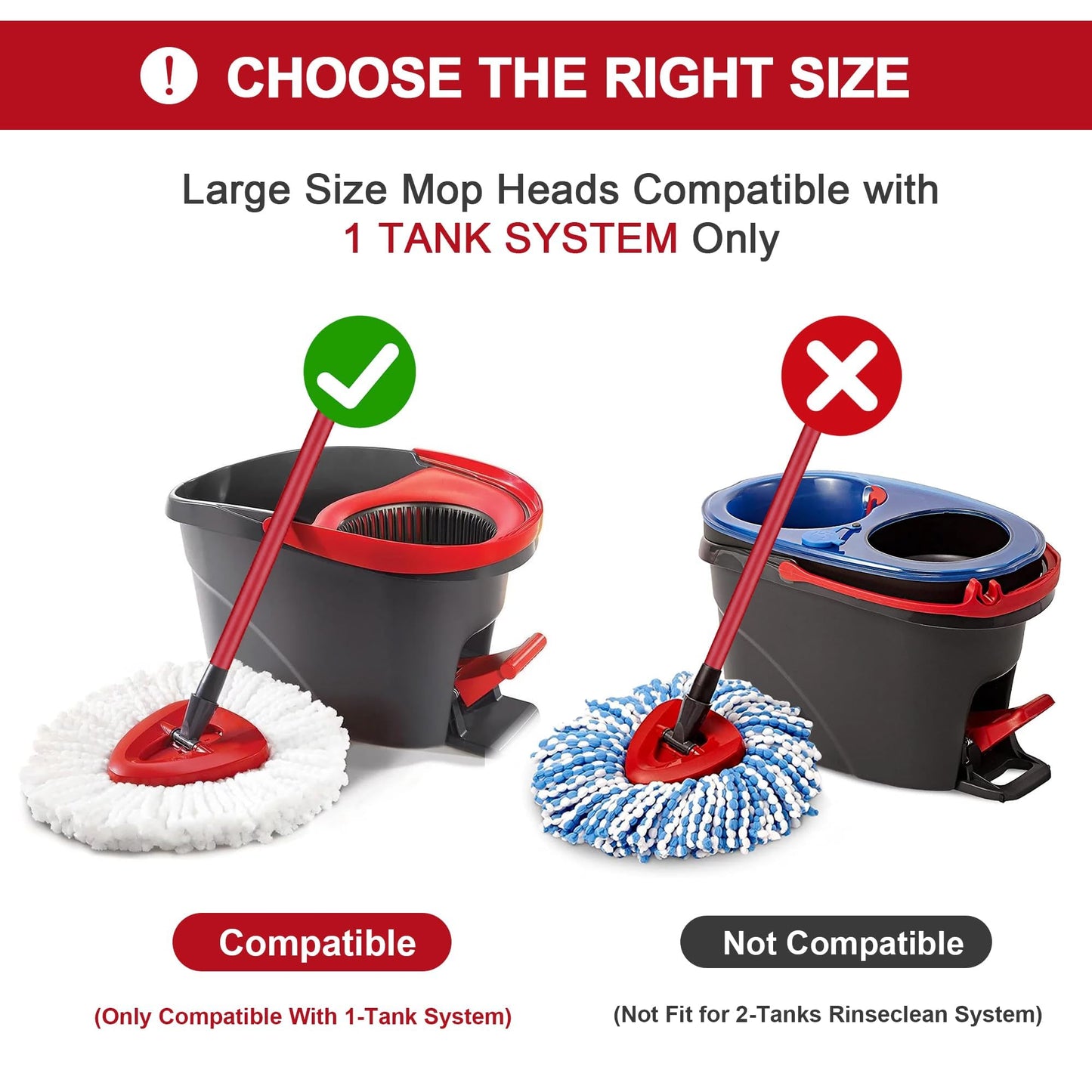 Mop Heads Replacement for O-Ceda Easy Wrin Spin Mop, Microfiber Spin Mop Refills, Easy Cleaning Mop Head Replacement (4pcs 1-Tank Mop White)