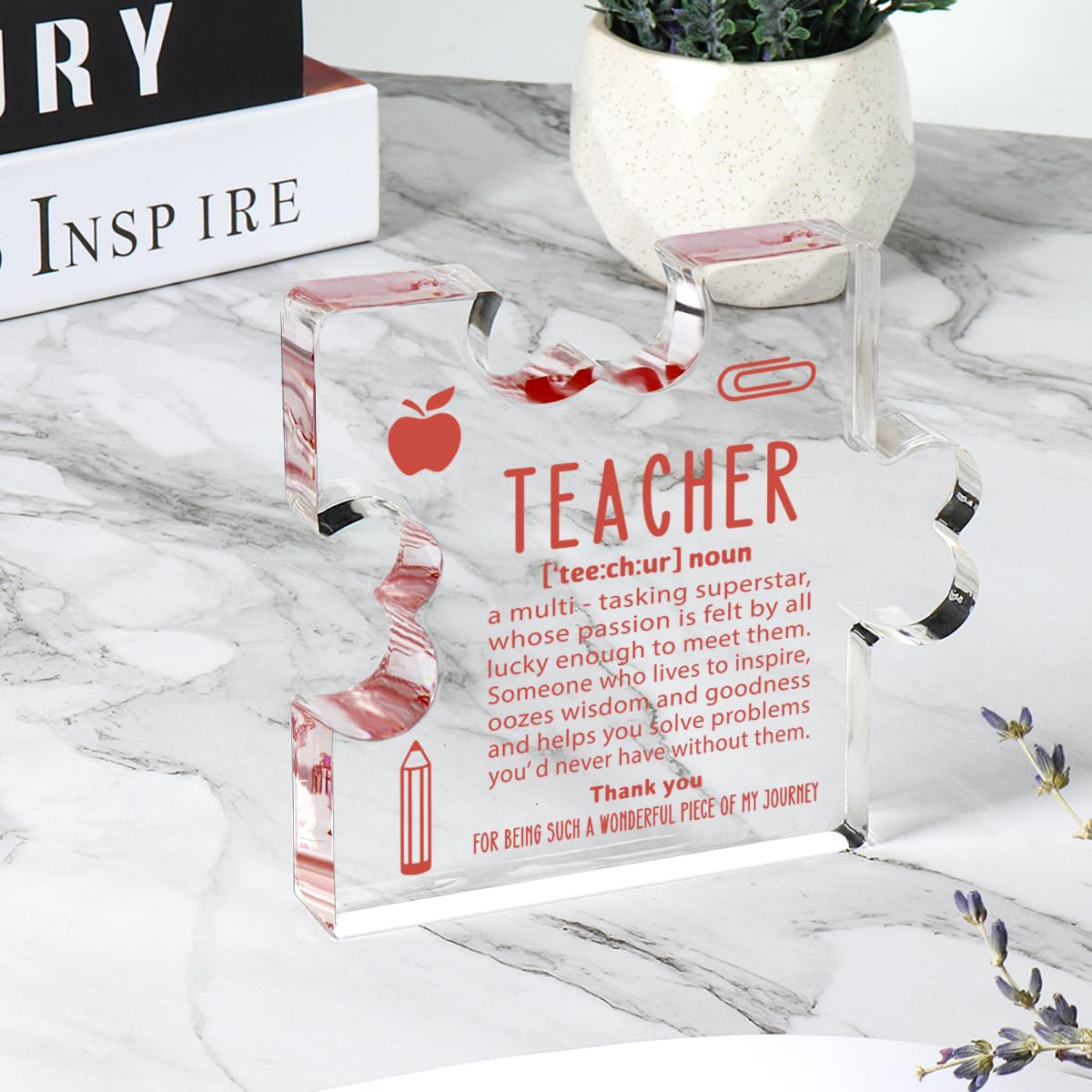 A heartfelt thank-you gift that says it all—beautifully printed on a clear 4.7 x 4.3 inch acrylic sign. Stylish, lightweight, and ready to display on any desk, shelf, or tabletop. Each piece is gift-ready and designed to leave a lasting impression.