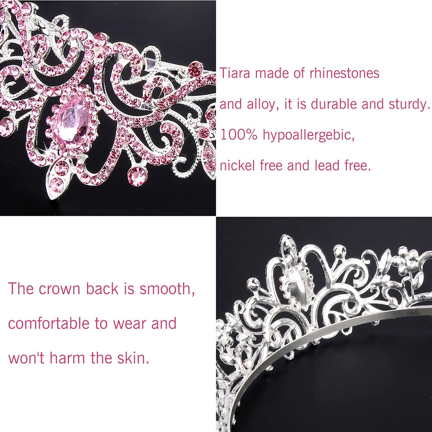 COCIDE Tiara Crystal Crowns Princess Rhinestone Crown with Combs Bride Headbands Bridal Wedding Prom Birthday Party Hair Accessories Jewelry for Women Girls (Silver)