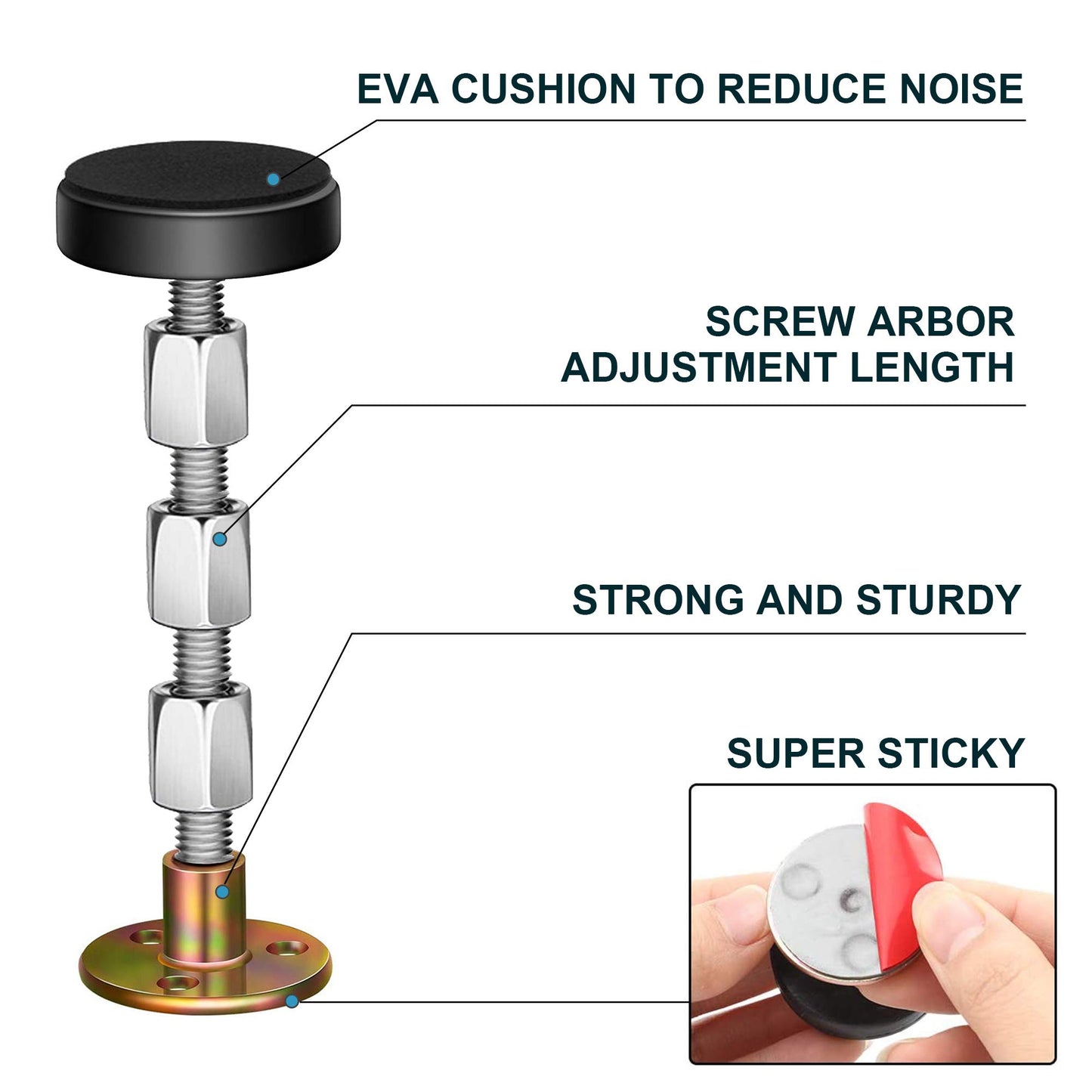 Krisler Verstellbares Anti-Shake-Werkzeug mit Gewinde für Bettrahmen, Kopfteilstopper, Anti-Shake-Werkzeug neben dem Bett für Betten, Schränke, Sofas, 4 Stück (27–114 mm)