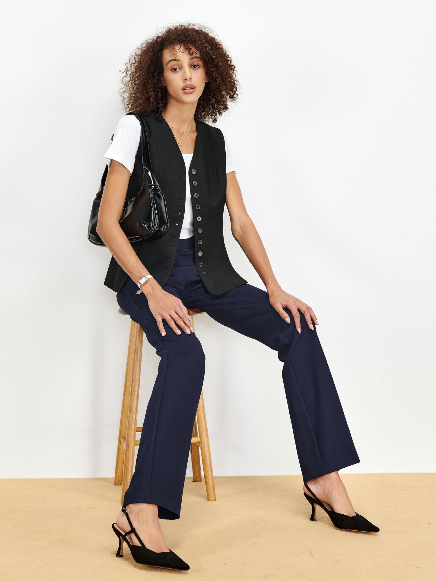 Pantalon extensible pour femme Tapata 28''/30''/32''/34'' avec poches, taille haute, petite, taille standard pour le travail au bureau