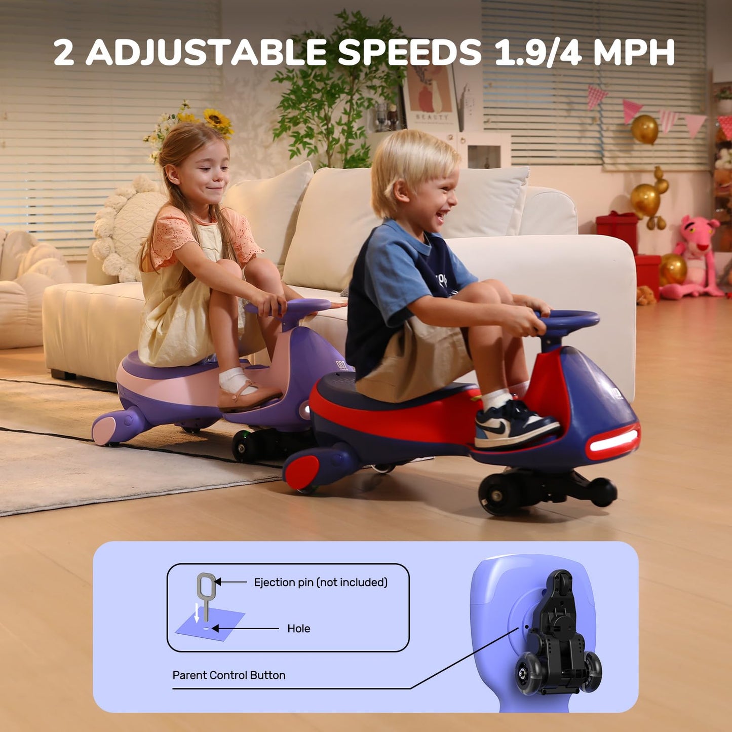 12V N7 Pro Electric Wiggle Car – Pedal-Powered Fun for Kids, Lights & Bluetooth Ride-On (by Fanttik)