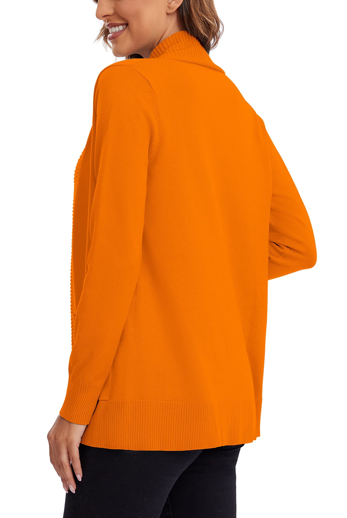 Urban CoCo Leichter Strickjacke für Damen mit offener Vorderseite, lange Ärmel, mit Tasche