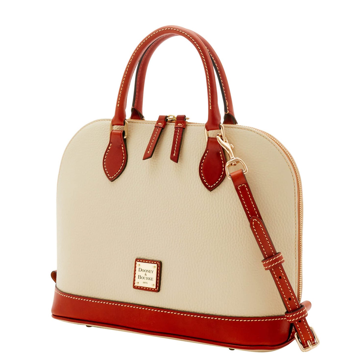 Dooney & Bourke Women's Zip Zip Satchel in Pebble Grain Leather, Large Handbag with Adjustable & Detachable Shoulder Strap