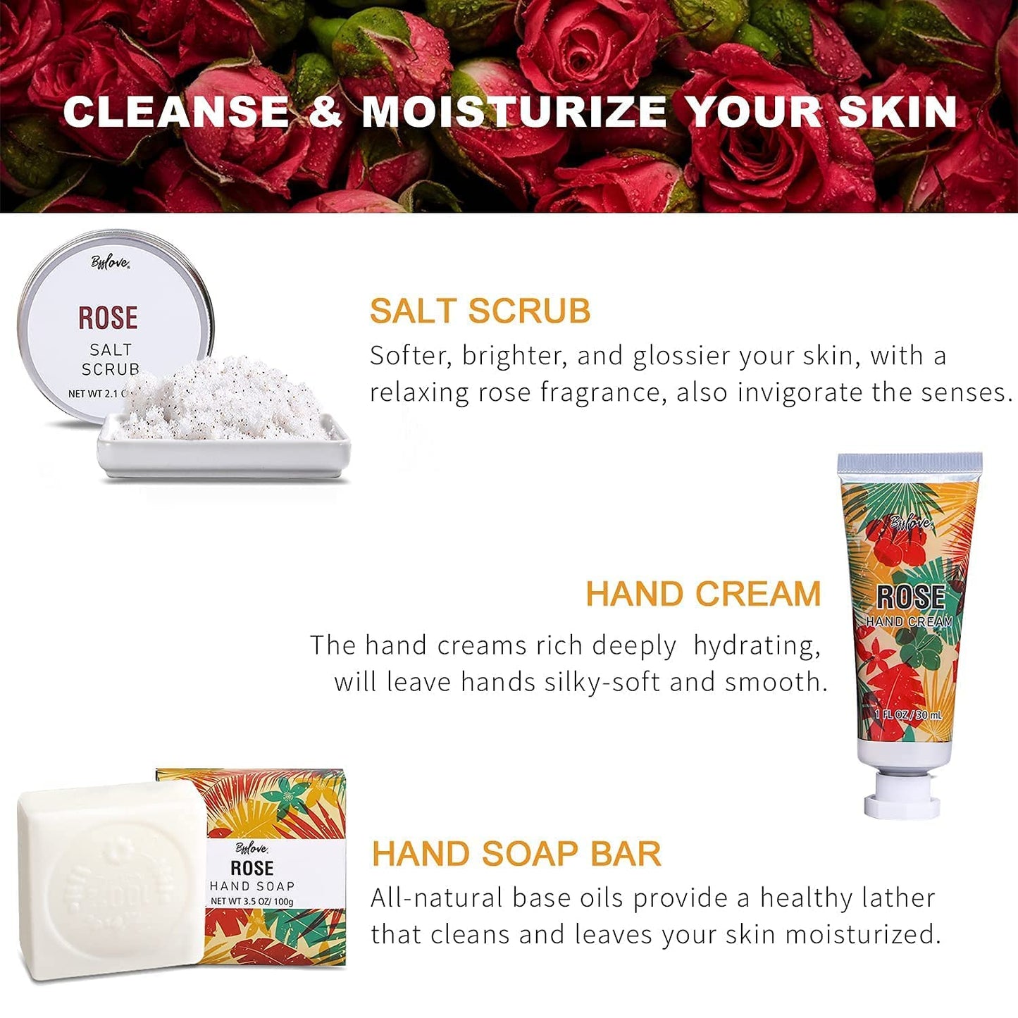 Spa-Geschenke für Frauen, Geschenkset, Selbstpflegeset, Geburtstagsgeschenke, 5-teiliges Rosenbadeset mit Massageöl, Badebombe, Salzpeeling, Seife, Handcreme, Weihnachtsgeschenke für Mama