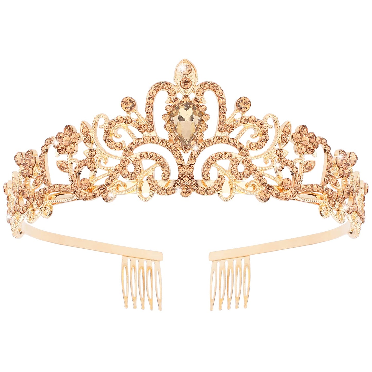 COCIDE Tiara Crystal Crowns Princess Rhinestone Crown with Combs Bride Headbands Bridal Wedding Prom Birthday Party Hair Accessories Jewelry for Women Girls (Silver)