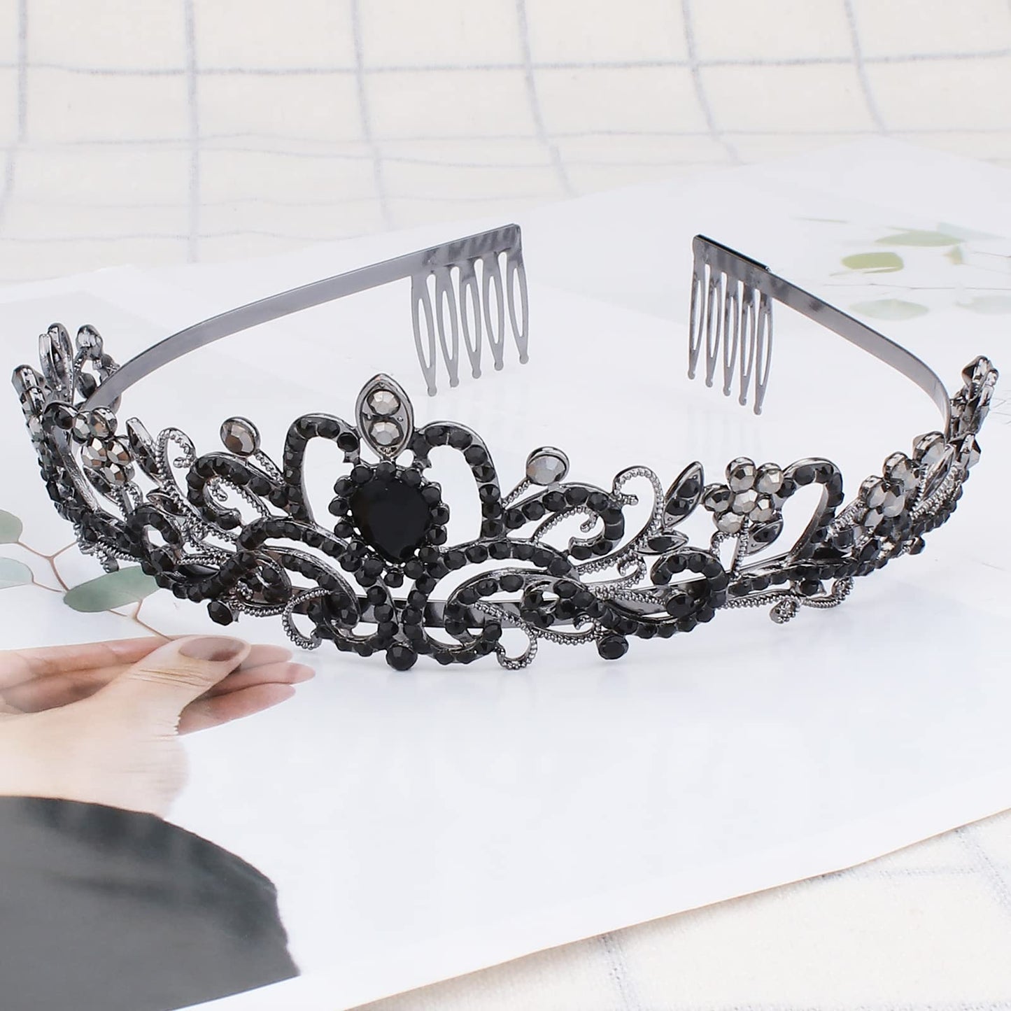 COCIDE Tiara Crystal Crowns Princess Rhinestone Crown with Combs Bride Headbands Bridal Wedding Prom Birthday Party Hair Accessories Jewelry for Women Girls (Silver)