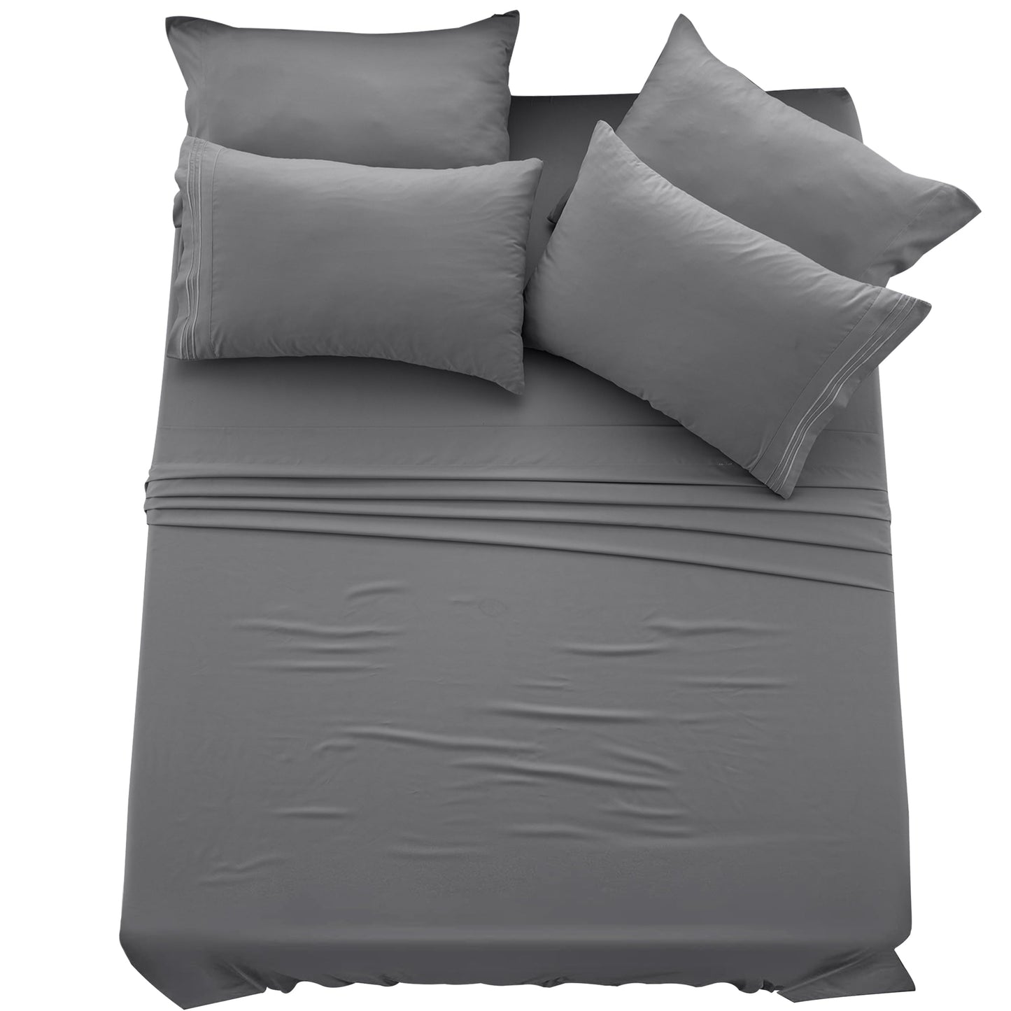 LUX Decor Paisley King-Bettlaken-Set, 6-teilig, weiche, knitterfreie Mikrofaser-Bettlaken – luxuriös bedruckte Bettlaken, inklusive Bettlaken, Spannbettlaken mit tiefen Taschen und 4 Kissenbezügen – Taupe