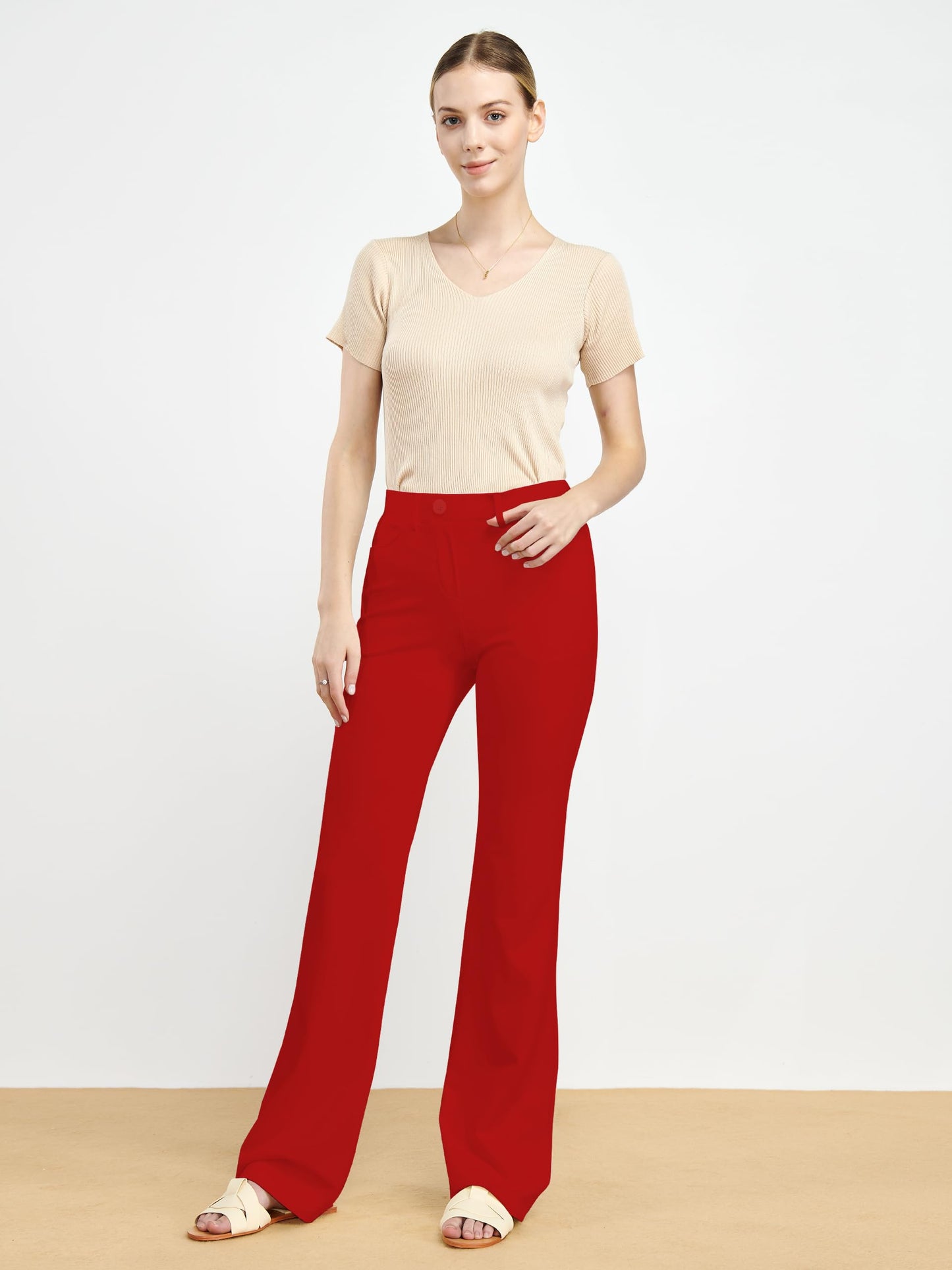 Pantalon extensible pour femme Tapata 28''/30''/32''/34'' avec poches, taille haute, petite, taille standard pour le travail au bureau