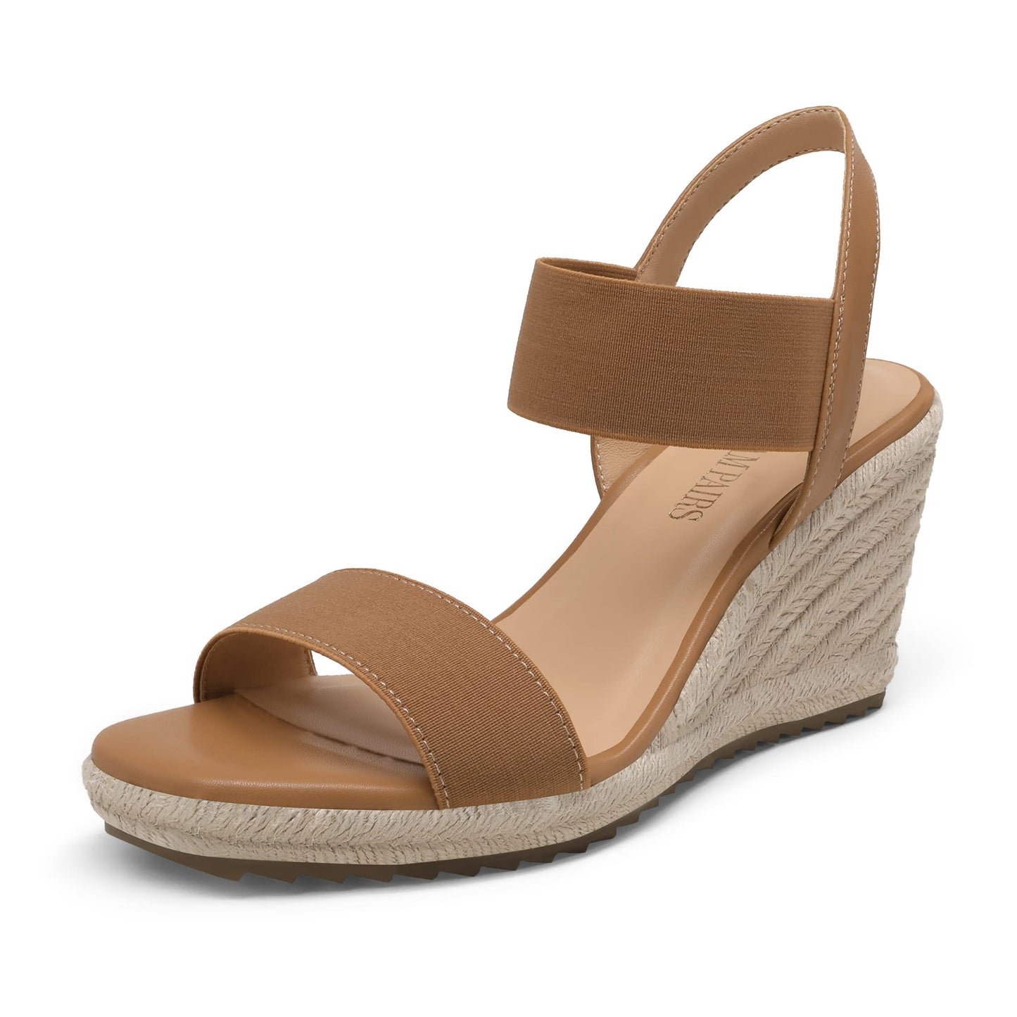 DREAM PAIRS Damen Espadrilles mit offener Spitze, elegante Plateausandalen, Schlupfsandalen mit elastischem Knöchelriemen und Keilabsatz