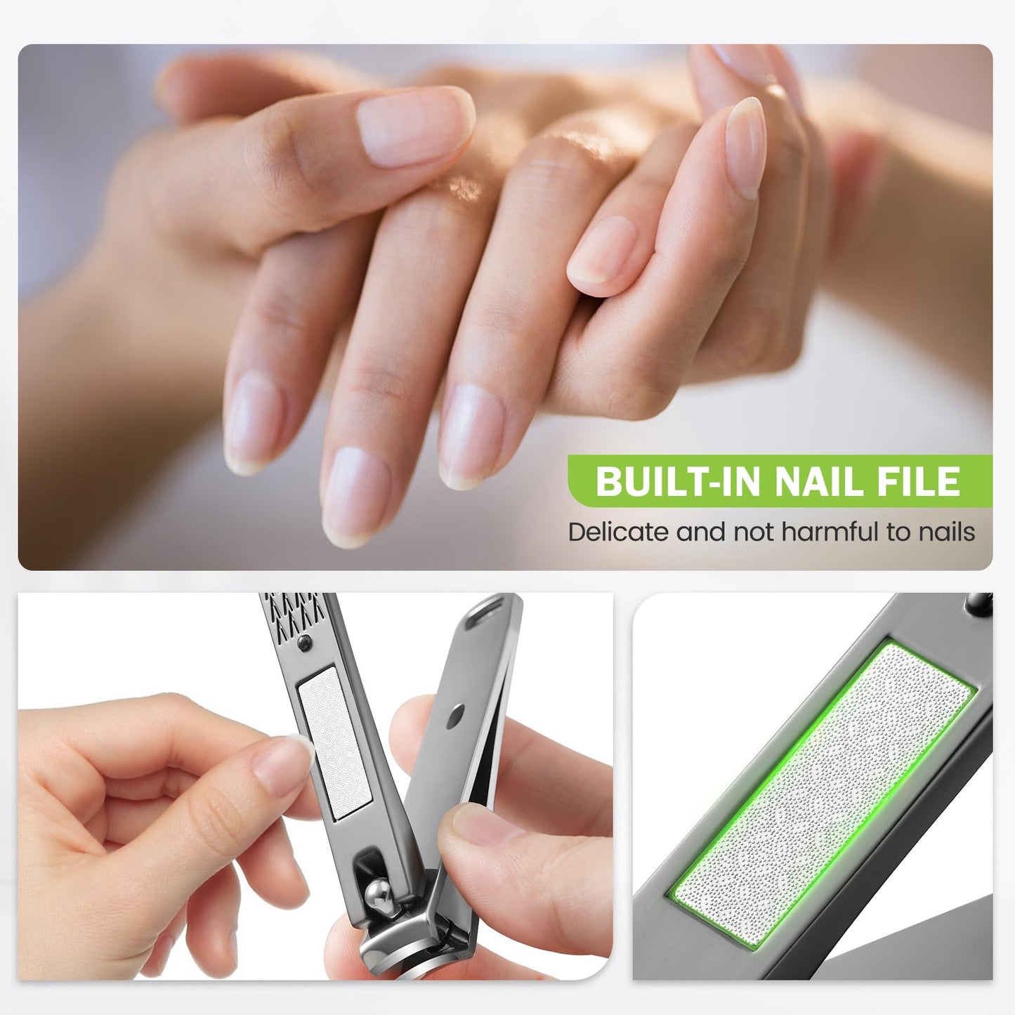 BEZOX Angled Head Toe Nail Clippers for Seniors for Thick Nails - Ergonomic Toenails Clipper for Thick Toenails, Premium Finger Nails Clipper for Adult with Catcher - Black