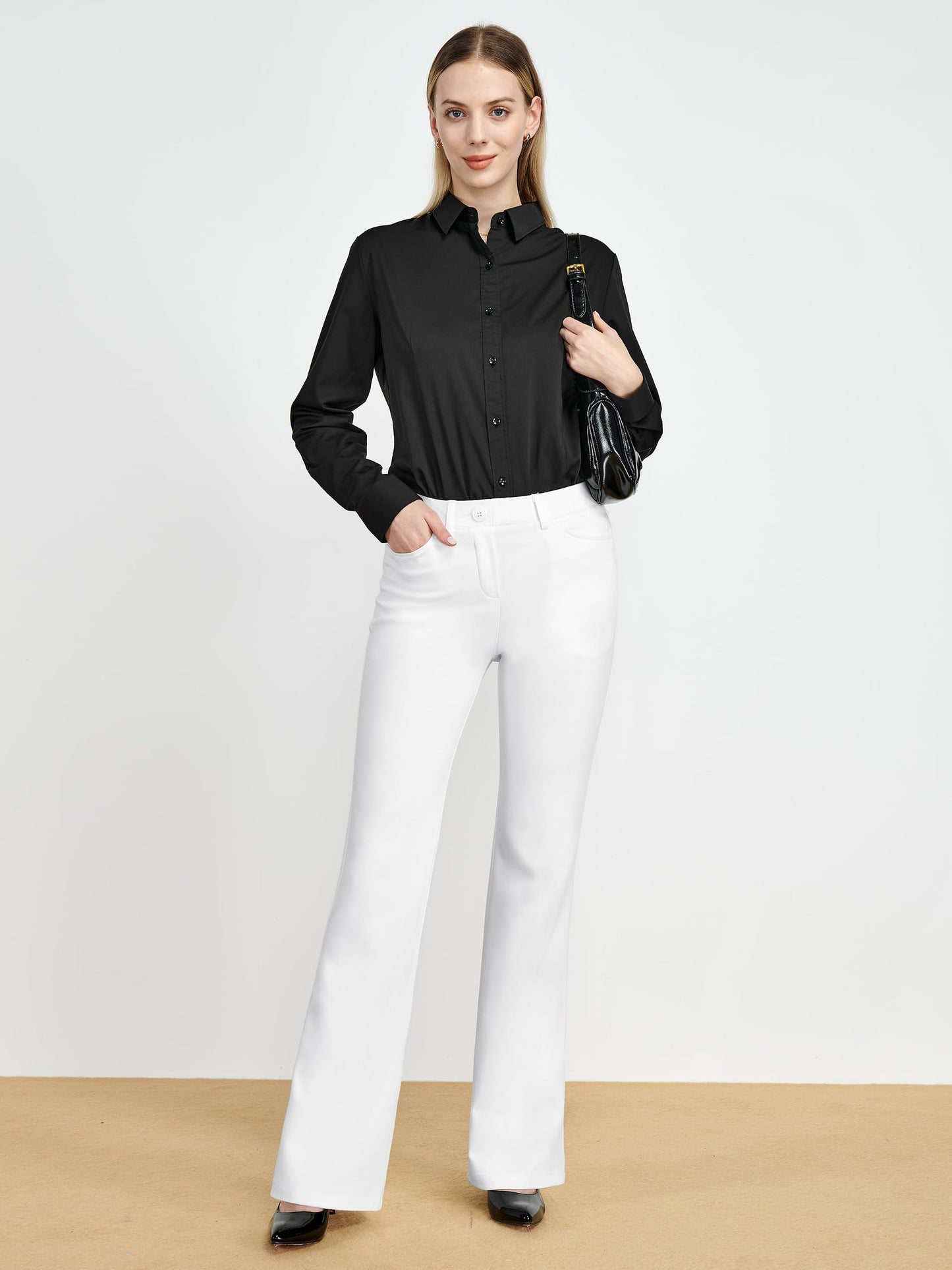 Pantalon extensible pour femme Tapata 28''/30''/32''/34'' avec poches, taille haute, petite, taille standard pour le travail au bureau