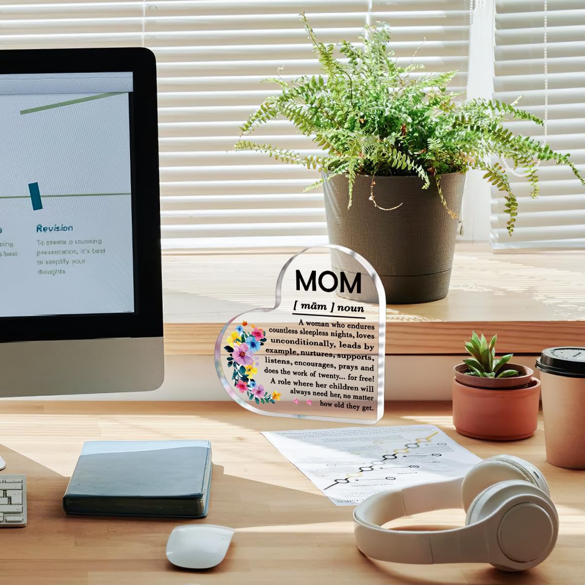 A heartfelt thank-you gift that says it all—beautifully printed on a clear 4.7 x 4.3 inch acrylic sign. Stylish, lightweight, and ready to display on any desk, shelf, or tabletop. Each piece is gift-ready and designed to leave a lasting impression.