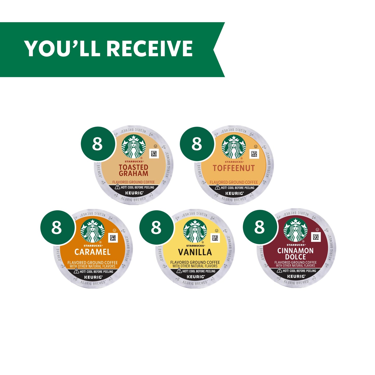 Starbucks K-Cup-Kaffeepads, natürlich aromatisiertes Kaffee-Vielfaltspaket für Keurig-Kaffeemaschinen, 100 % Arabica, 1 Schachtel (40 Pads)
