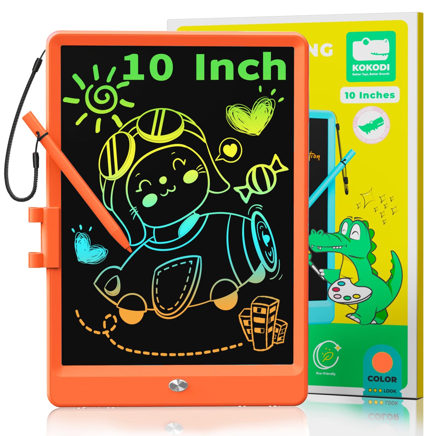 KOKODI LCD Writing Tablet, Valentines Day Gifts for Kids,10 Inch Colorful Toddler Doodle Board Drawing Tablet, Erasable Reusable Electronic Drawing Pads, Educational and Learning Toys for Kids