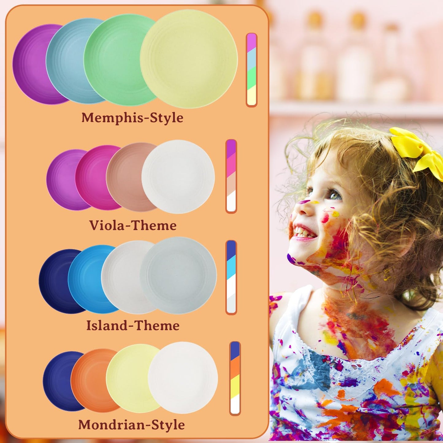 Homienly Tiefe Essteller, 8er-Set, Alternative zu Plastiktellern, mikrowellen- und spülmaschinenfeste Weizenstrohteller für die Küche, unzerbrechliche Kinderteller in 4 Farben (klassisch hell, 9 Zoll)
