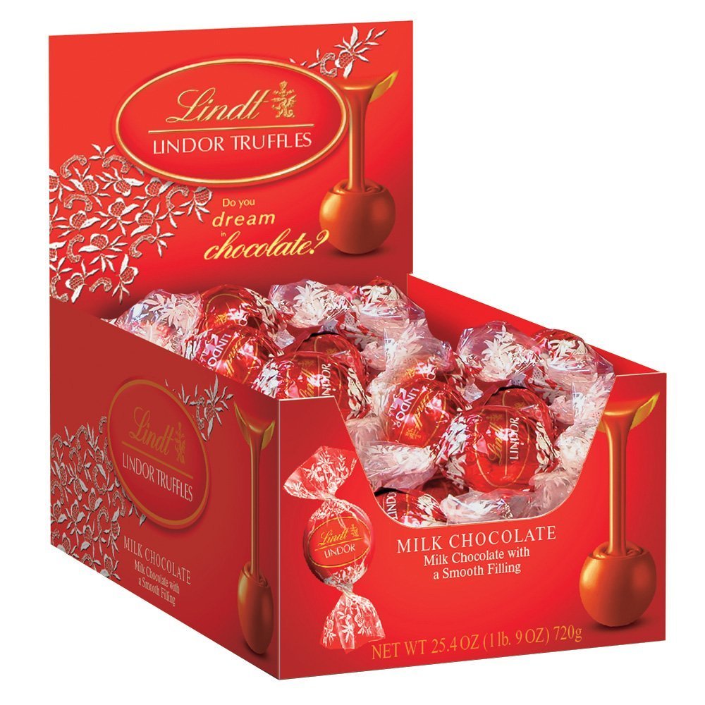 Lindt LINDOR Milk Chocolate Candy Truffles, Milk Chocolate with Smooth, Melting Truffle Center, 25.4 oz., 60 Count