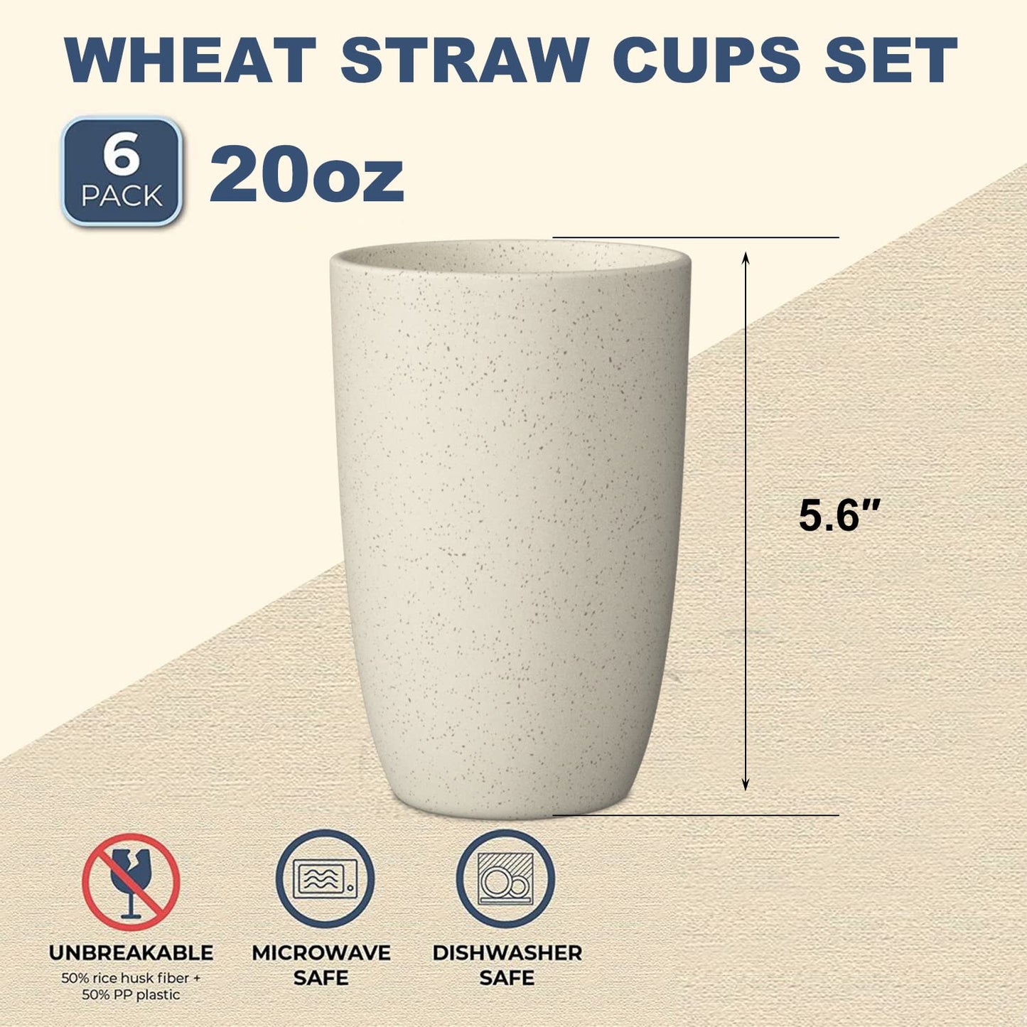 Wheat Straw Cups 8 PCS Good Alternative to Plastic Reusable Cups 20 oz Unbreakable Drinking Cup Reusable Dishwasher Safe Water Plastic Glasses Colorful Series