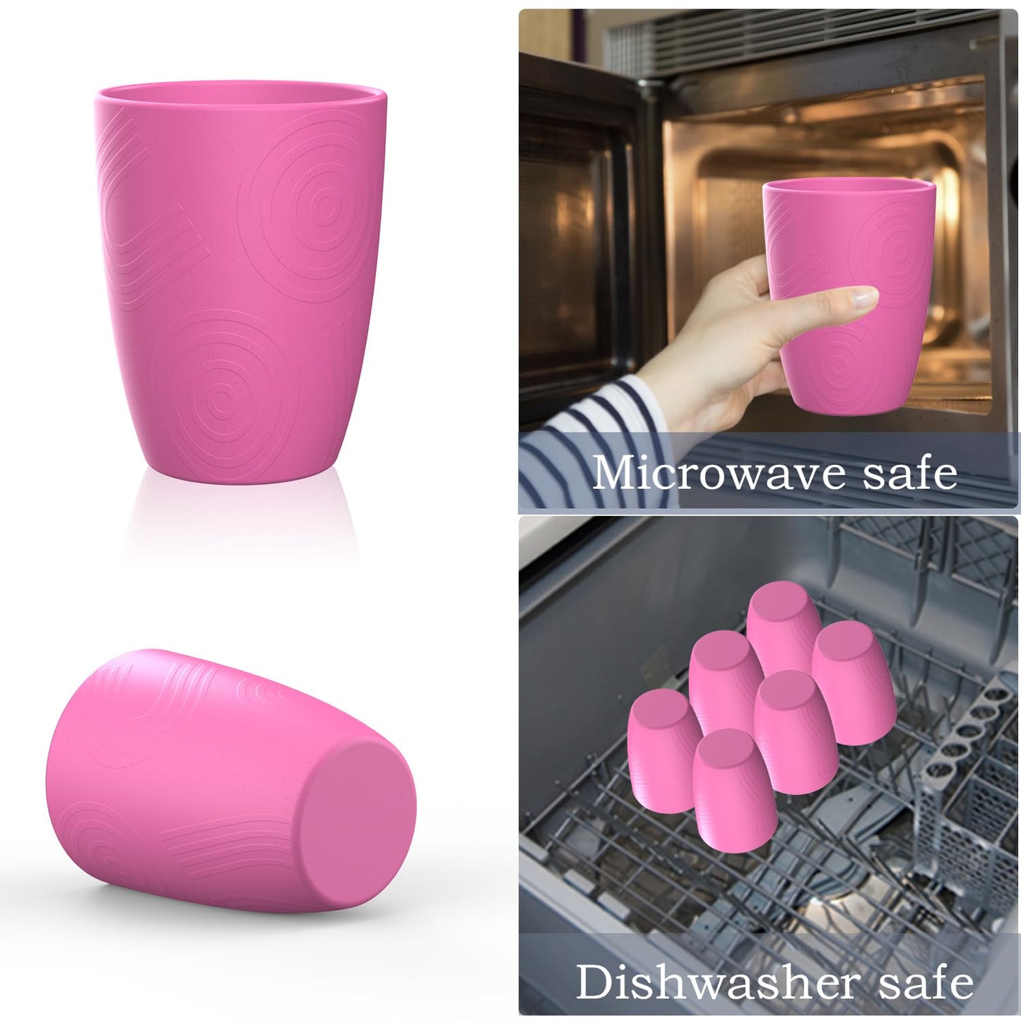 Homienly Becher mit Weizenstrohhalm, Plastikbecher, unzerbrechliche Trinkbecher, wiederverwendbare, spülmaschinenfeste Wassergläser, stapelbare Plastik-Wasserbecher in mehreren Farben (20 OZ, 8 Stück)