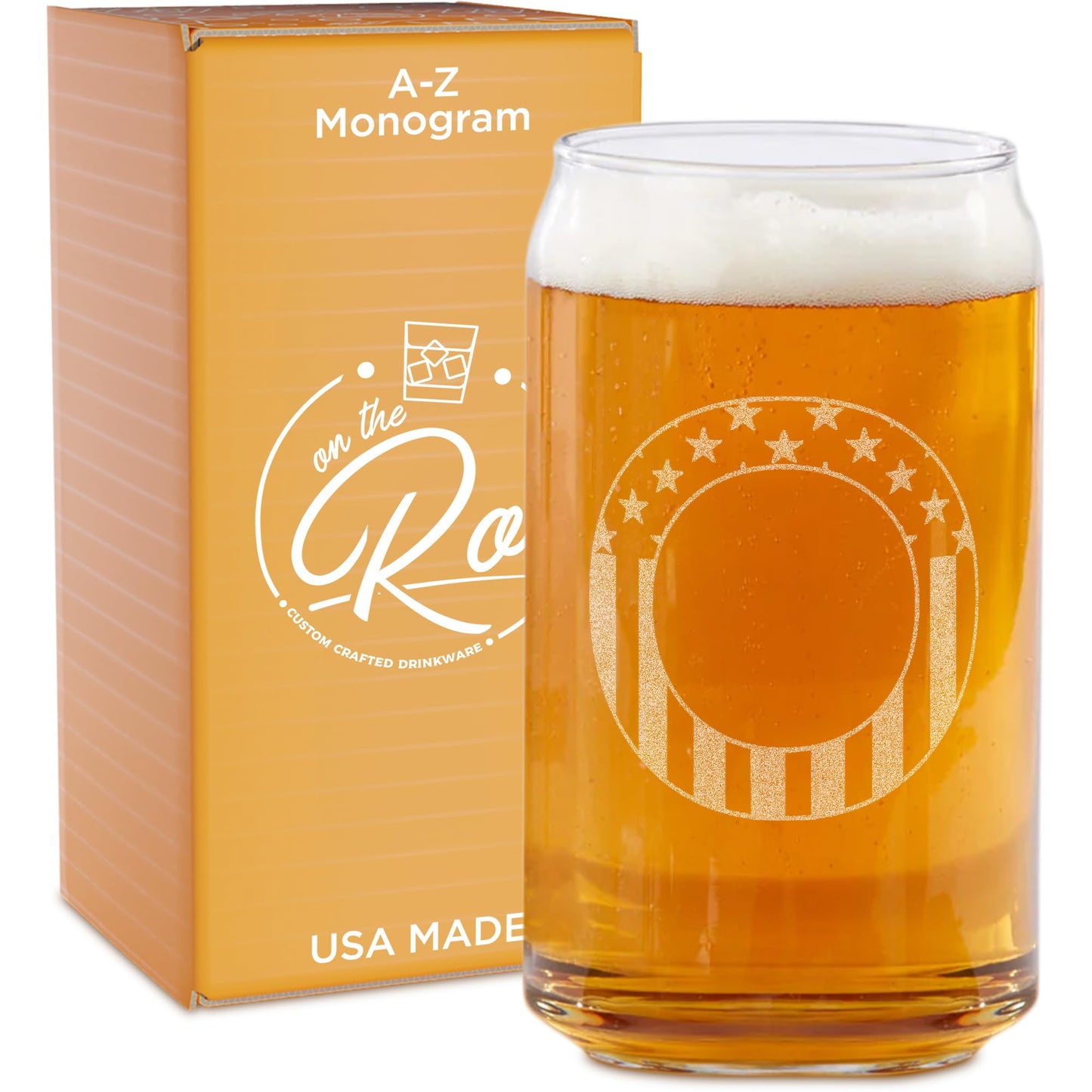 Verres à bière monogrammés pour hommes (AZ) 16 oz - Cadeaux de bière gravés pour hommes Frère Fils Papa Voisin - Cadeaux de Noël uniques pour lui - Chopes à bière personnalisées (J)