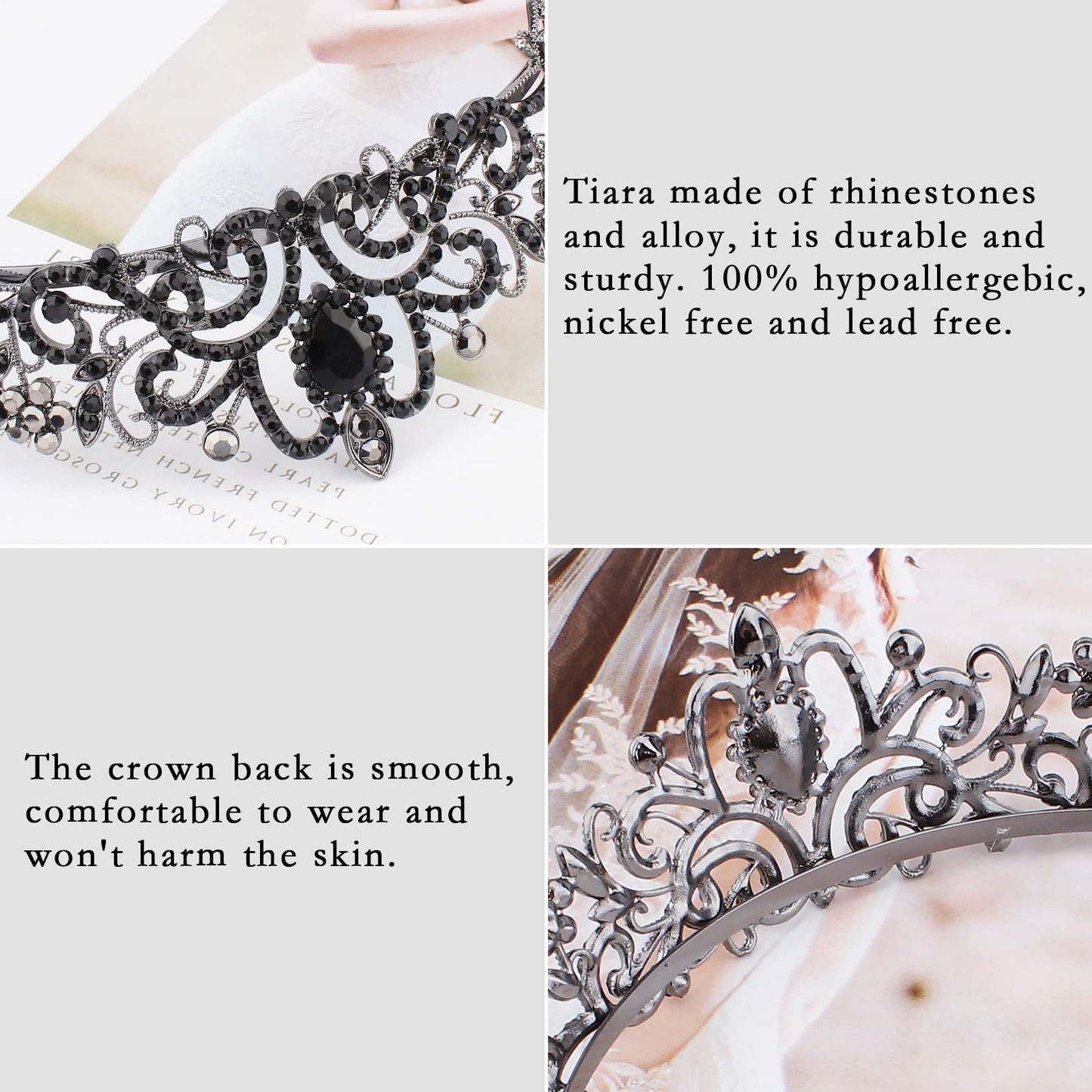 COCIDE Tiara Crystal Crowns Princess Rhinestone Crown with Combs Bride Headbands Bridal Wedding Prom Birthday Party Hair Accessories Jewelry for Women Girls (Silver)
