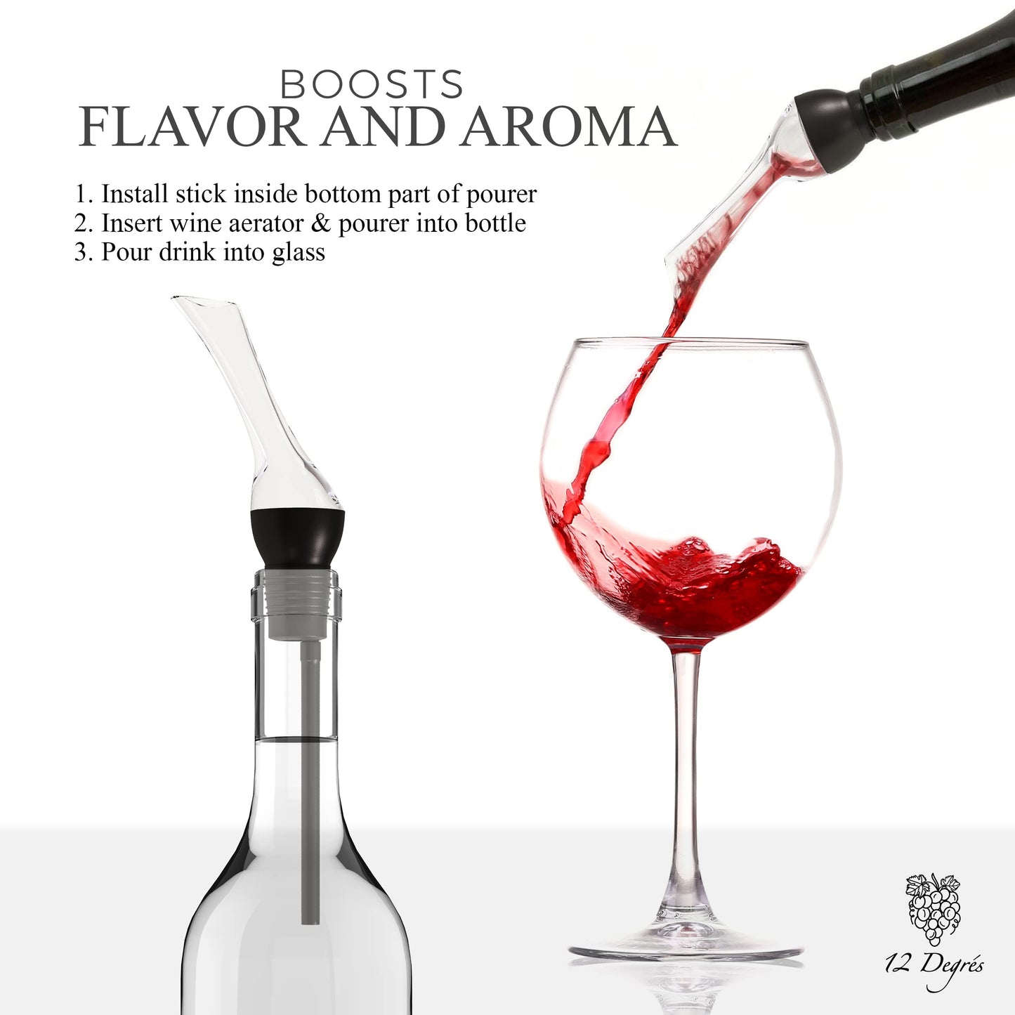 Wine Chiller Set - Perfect Wine Gifts for Women & Men - Stainless Steel Insulated Wine Cooler with Wine Pump, Aerator & 4 Stoppers (Black)