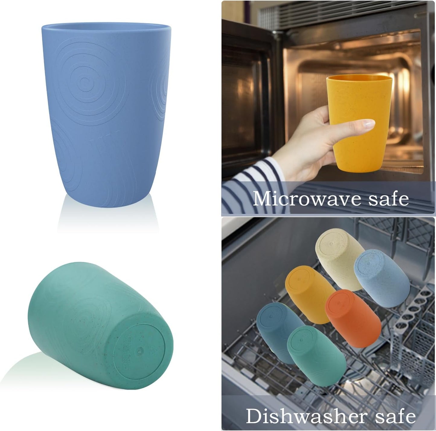Homienly Becher mit Weizenstrohhalm, Plastikbecher, unzerbrechliche Trinkbecher, wiederverwendbare, spülmaschinenfeste Wassergläser, stapelbare Plastik-Wasserbecher in mehreren Farben (20 OZ, 8 Stück)