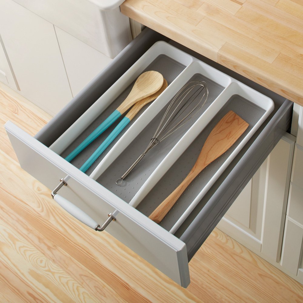 madesmart Klassische große Utensilienablage mit weichem Griff, rutschfeste Küchenschublade, Mehrzweck-Organisation für den Haushalt, BPA-frei, Granit