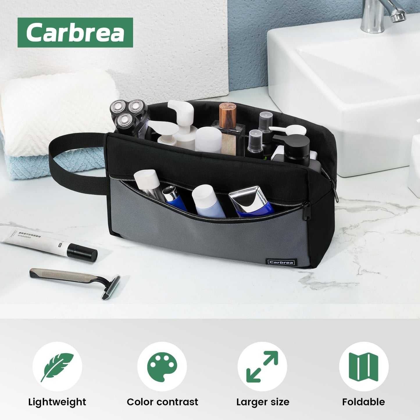 Reise-Kulturtasche – Kleine Kulturtasche für Männer, Hautpflegetasche, Doop-Kit für Toilettenartikel, Zubehör, Geschenke – Schwarz