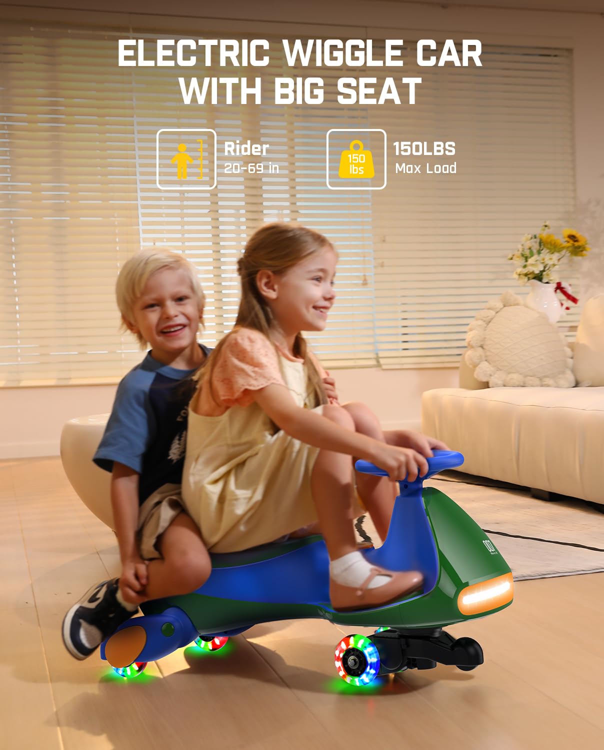 12V N7 Pro Electric Wiggle Car – Pedal-Powered Fun for Kids, Lights & Bluetooth Ride-On (by Fanttik)
