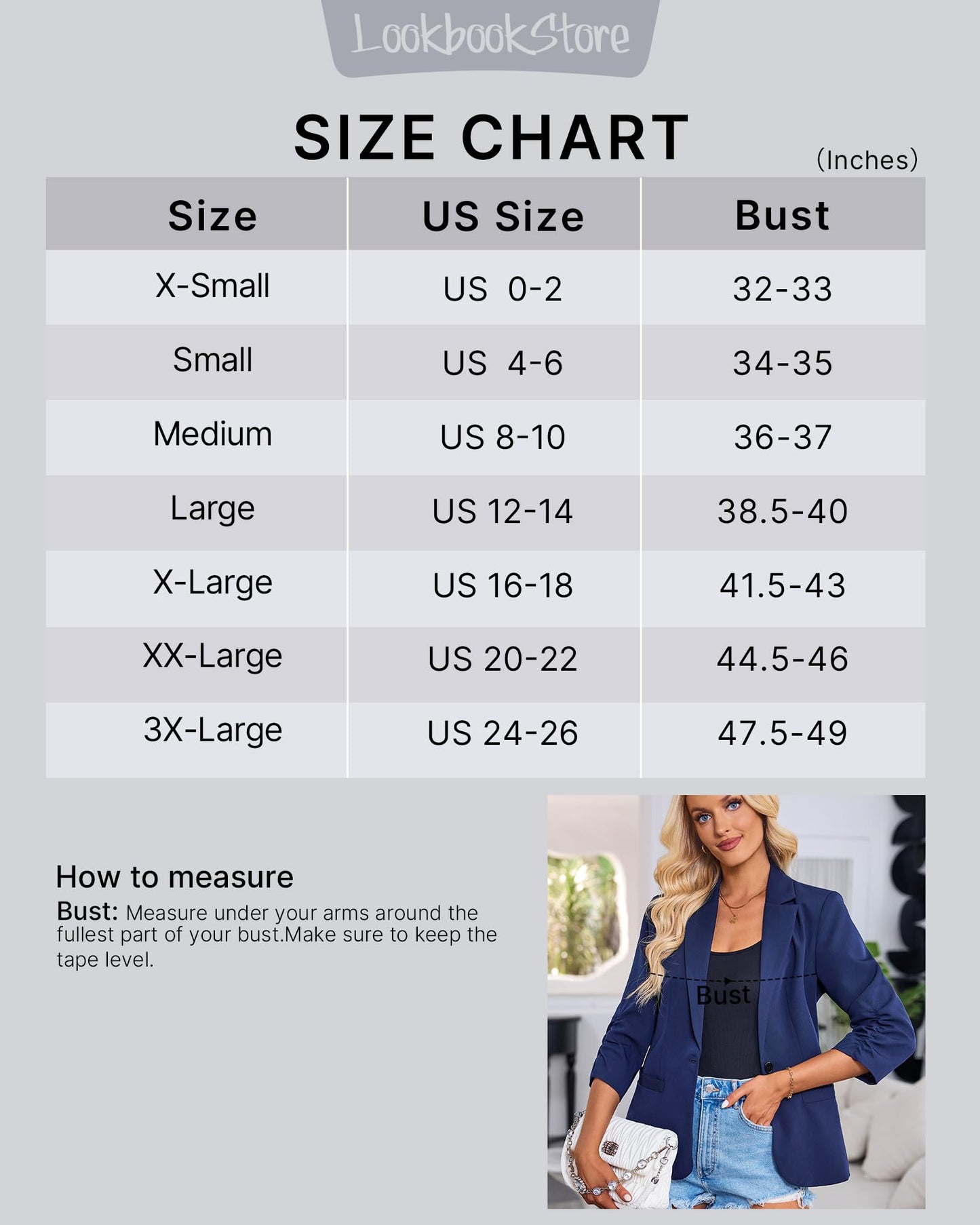 LookbookStore Blazer für Damen Anzugjacken Eleganter Blazer mit 3/4-Ärmeln Business-Casual-Outfits für die Arbeit