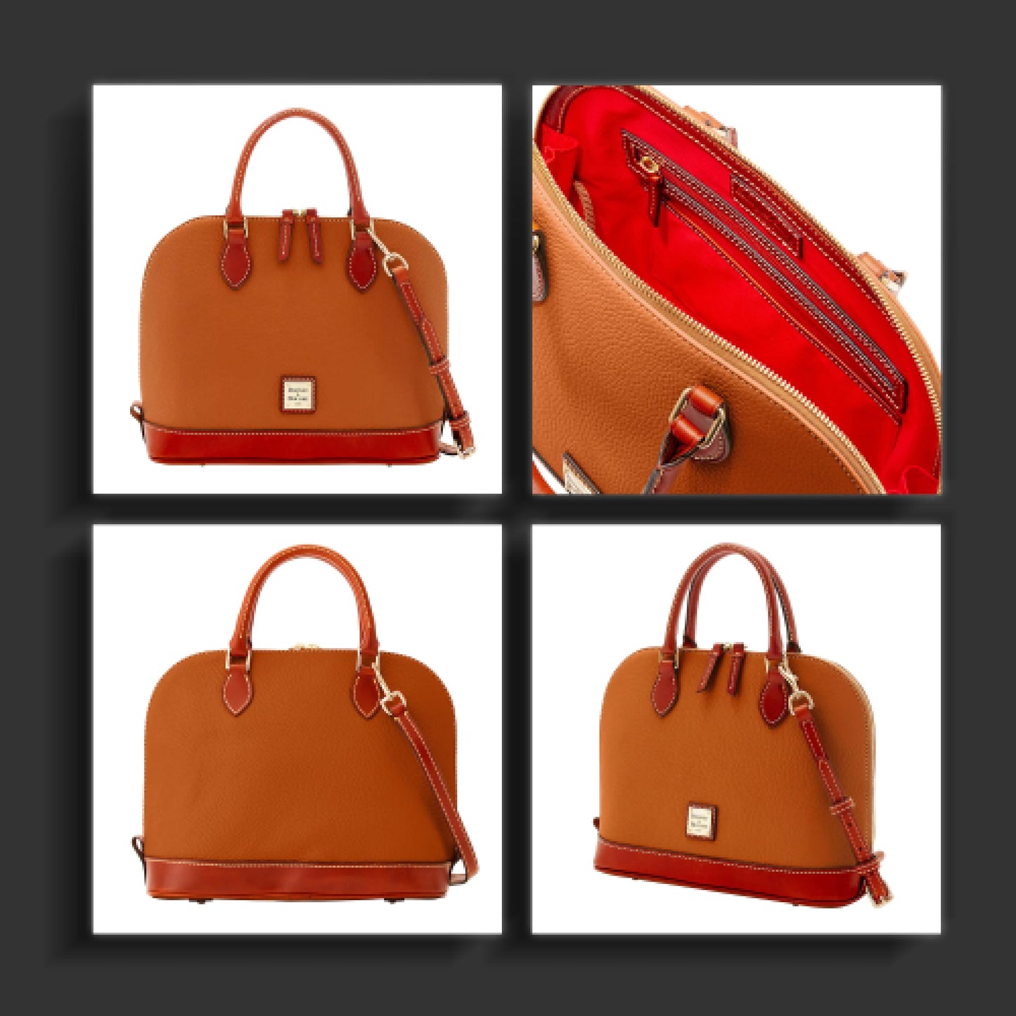Dooney & Bourke Women's Zip Zip Satchel in Pebble Grain Leather, Large Handbag with Adjustable & Detachable Shoulder Strap